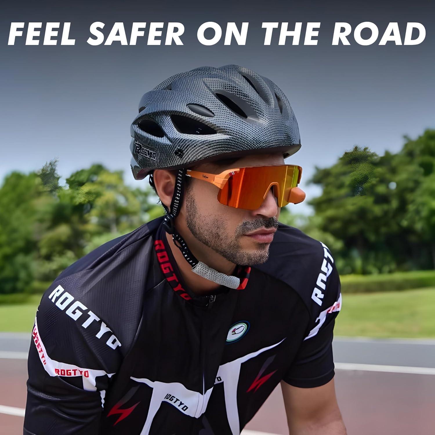 Gafas de Ciclismo TriEye Naranjas con Espejo Retrovisor UV-400