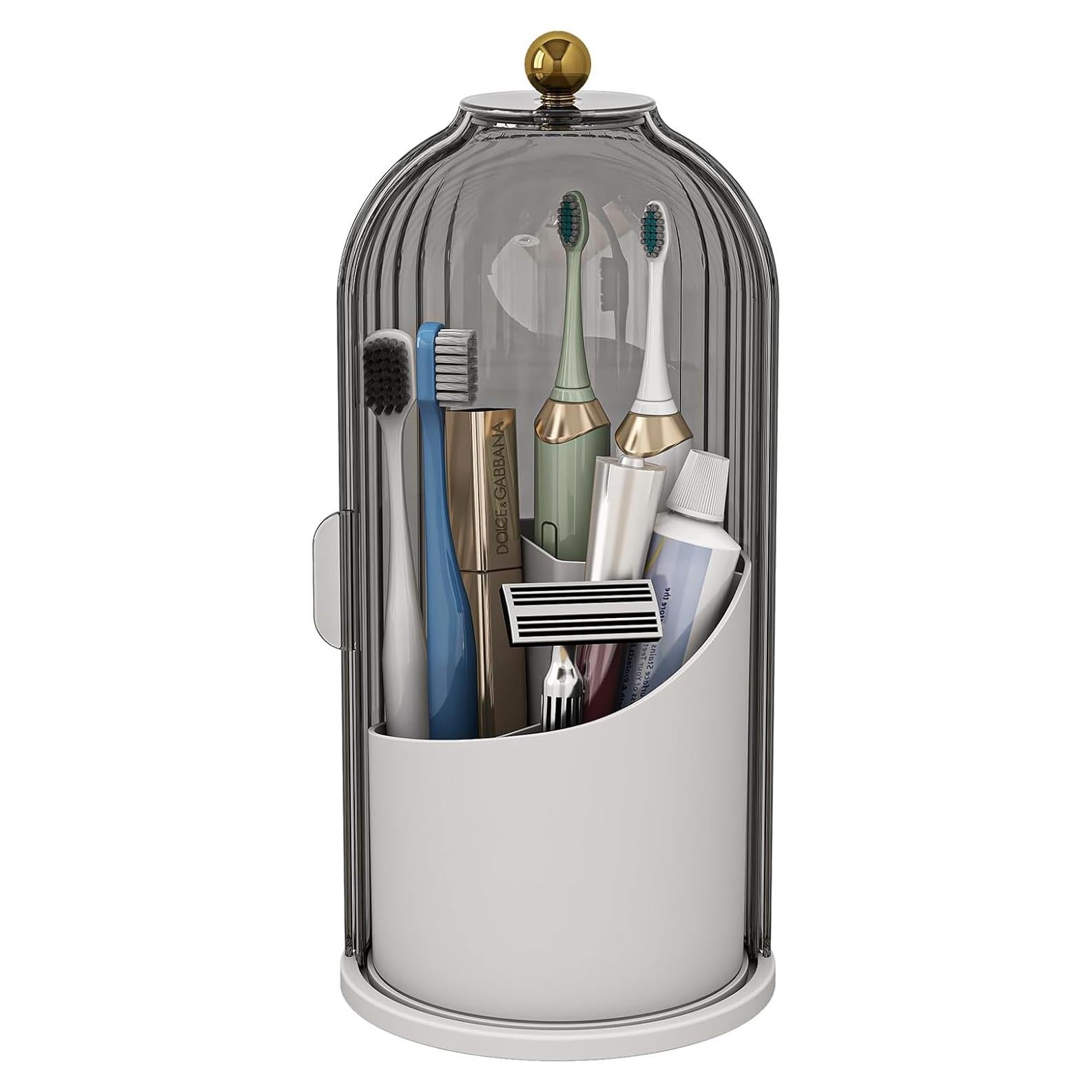 Soporte para Cepillos de Dientes Zufudo Gris Blanco 3 Compartimentos