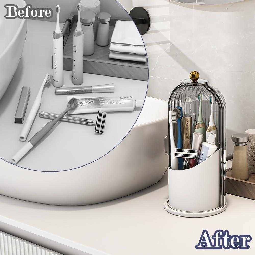 Soporte para Cepillos de Dientes Zufudo Gris Blanco 3 Compartimentos