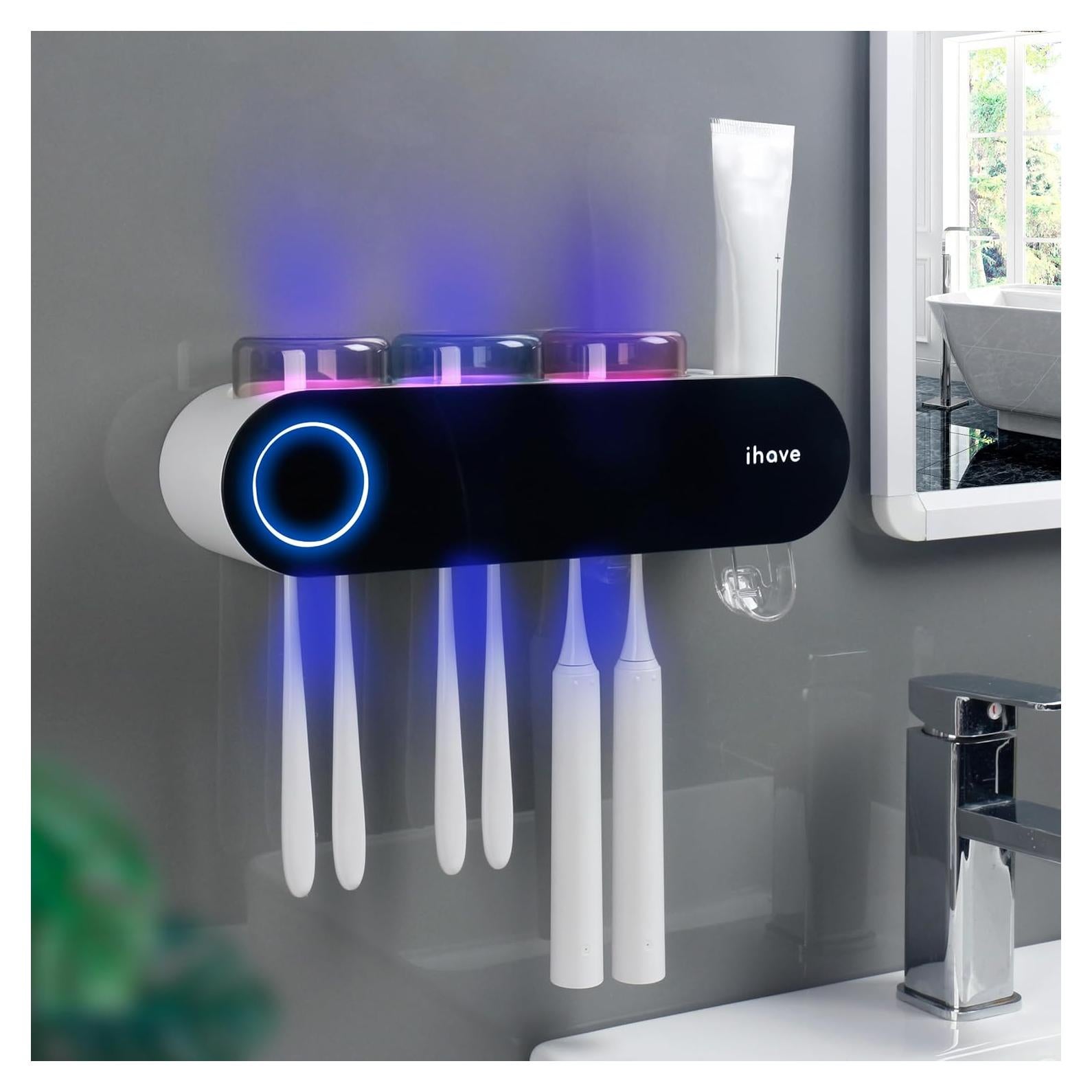 Soporte de Cepillos de Dientes iHave UV Negro 3 Tazas