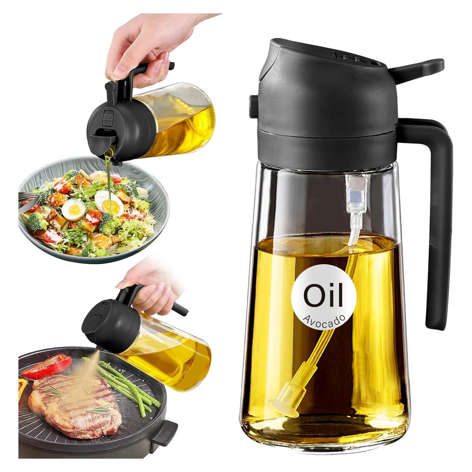 Botella Spray Aceite Oliva YARRAMATE 470ml Reutilizable Negro