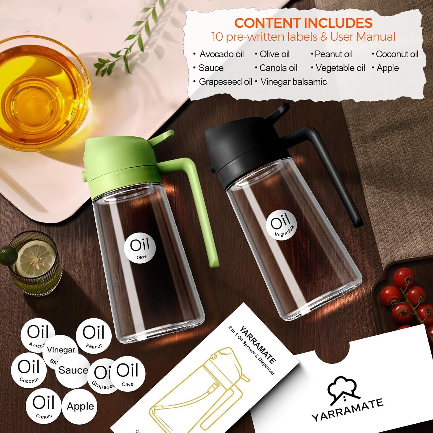 Botella Spray Aceite Oliva YARRAMATE 470ml Reutilizable Negro