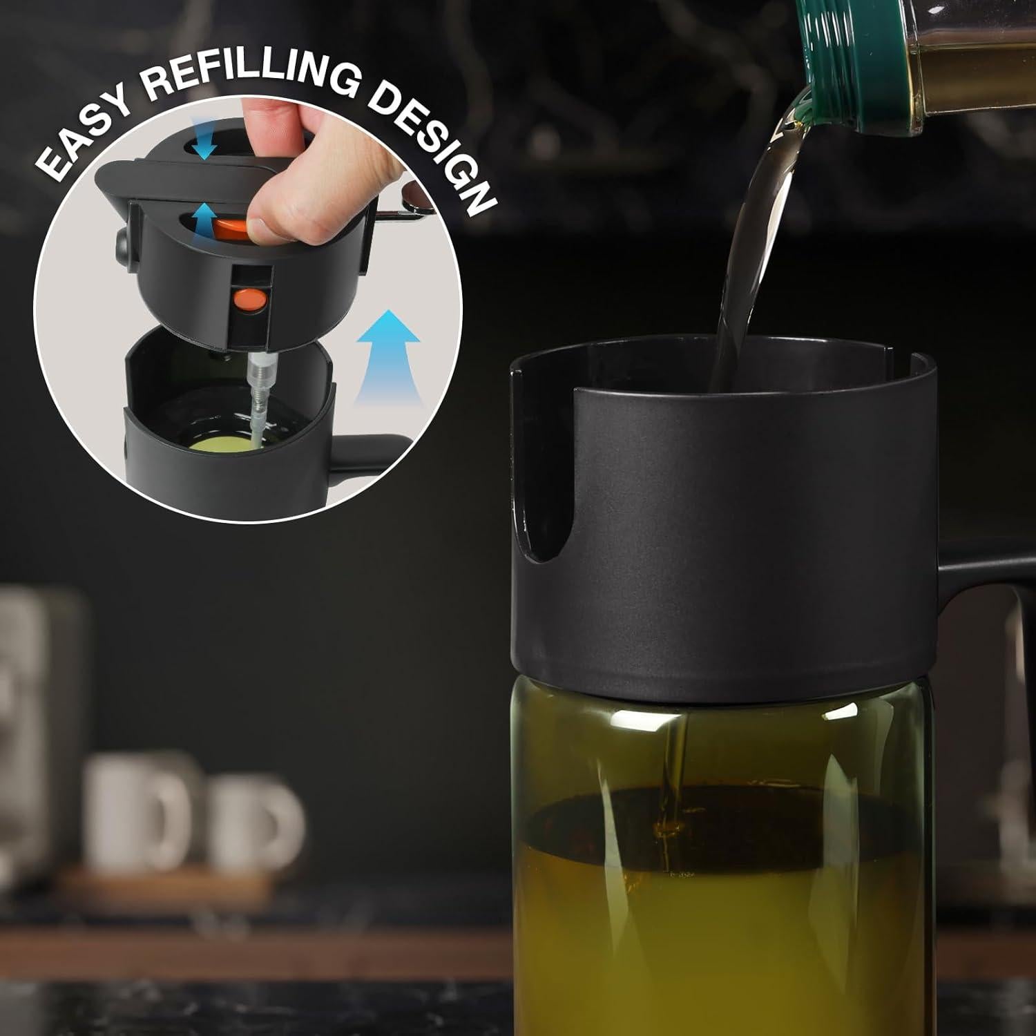 Spray de Aceite 500ml Gelibo Vidrio Negro Reutilizable