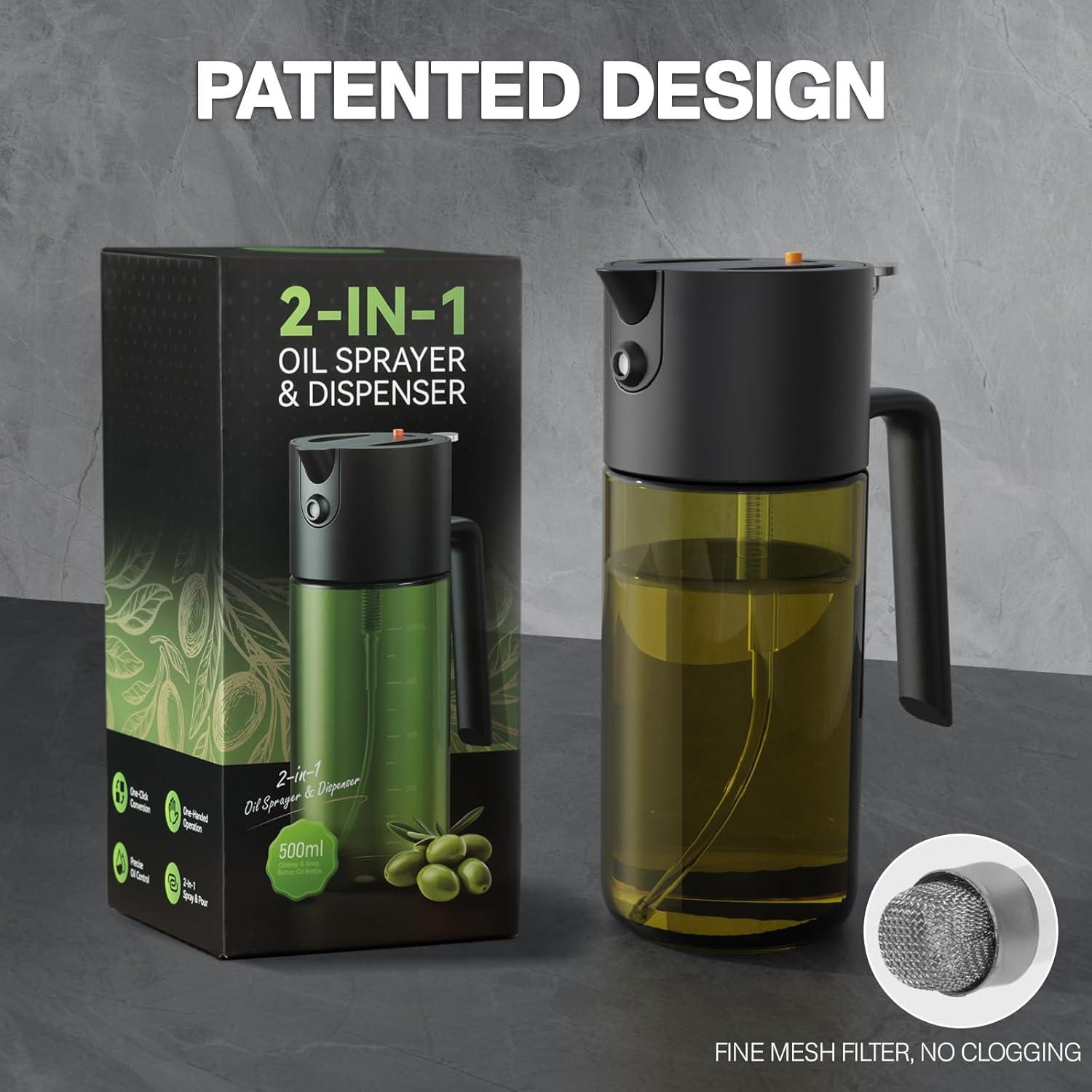 Spray de Aceite 500ml Gelibo Vidrio Negro Reutilizable