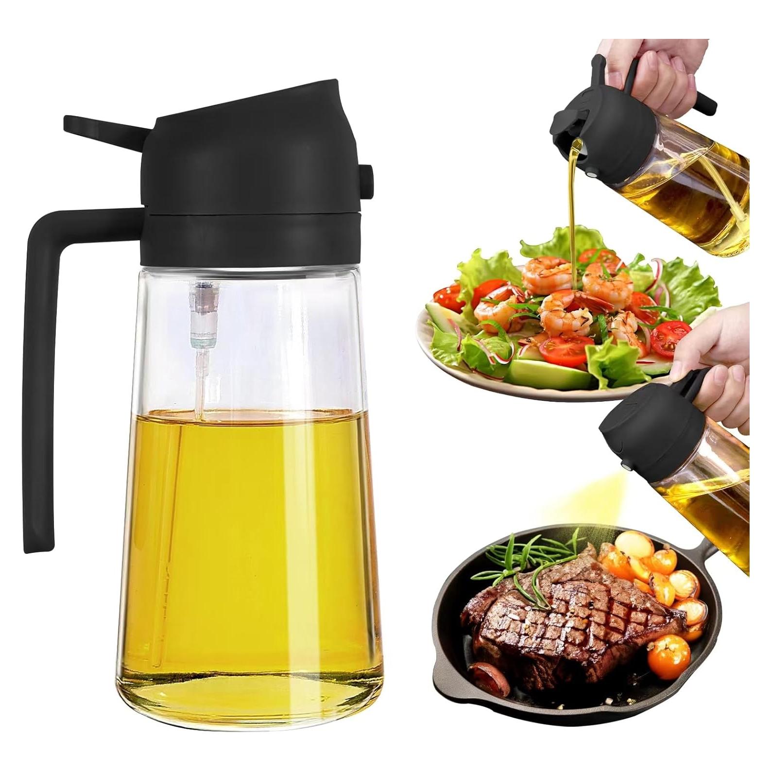 Dispensador de aceite 2 en 1 SweeHo 470ml vidrio negro