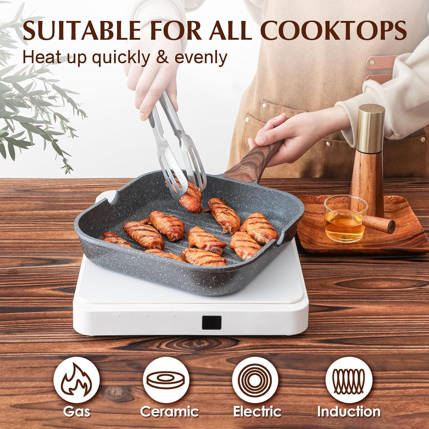 Sartén Grill SENSARTE 27.9 cm Antiadherente para Cocción