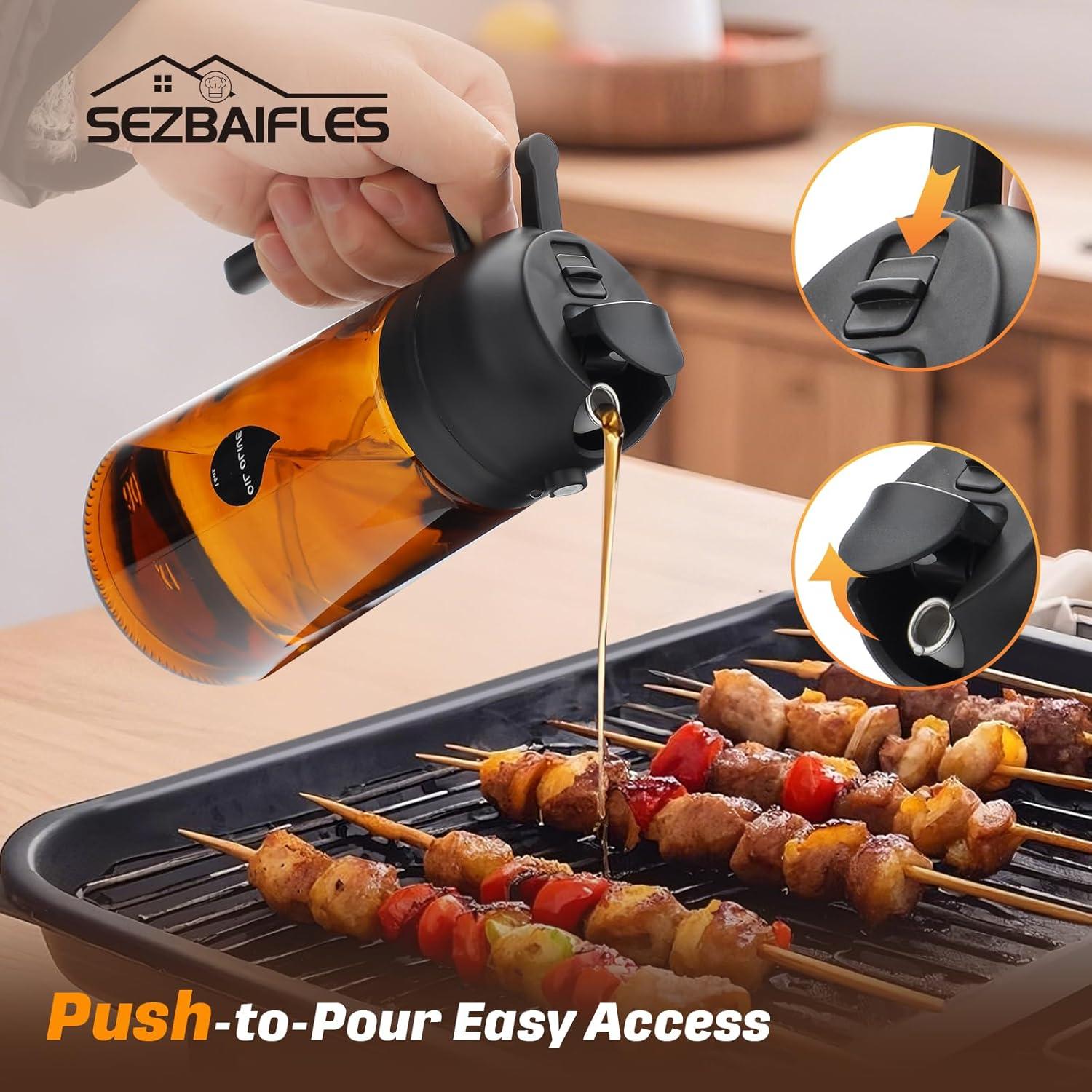 Rociador de Aceite 2 en 1 Sezbaifles 470ml Vidrio Marrón