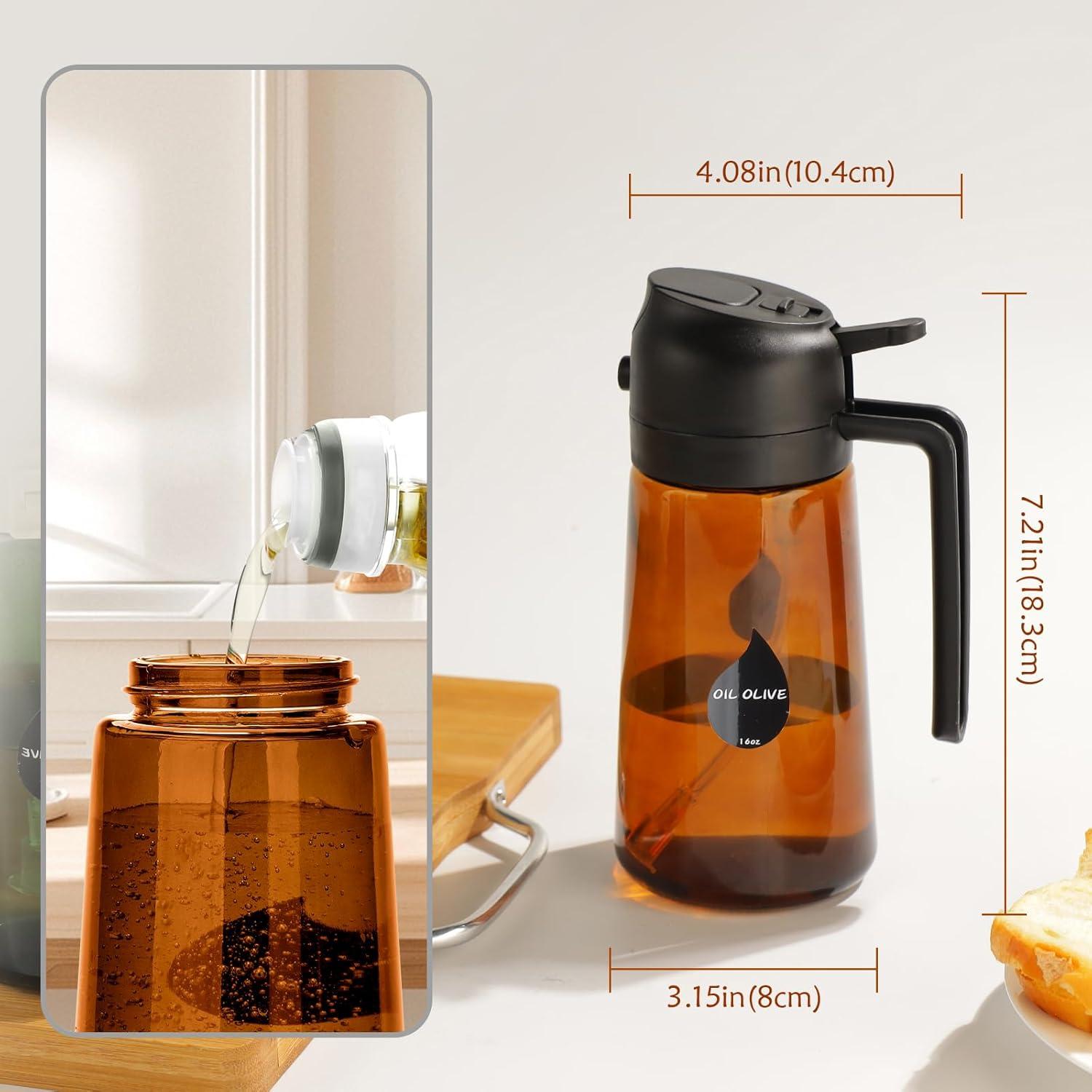 Rociador de Aceite 2 en 1 Sezbaifles 470ml Vidrio Marrón