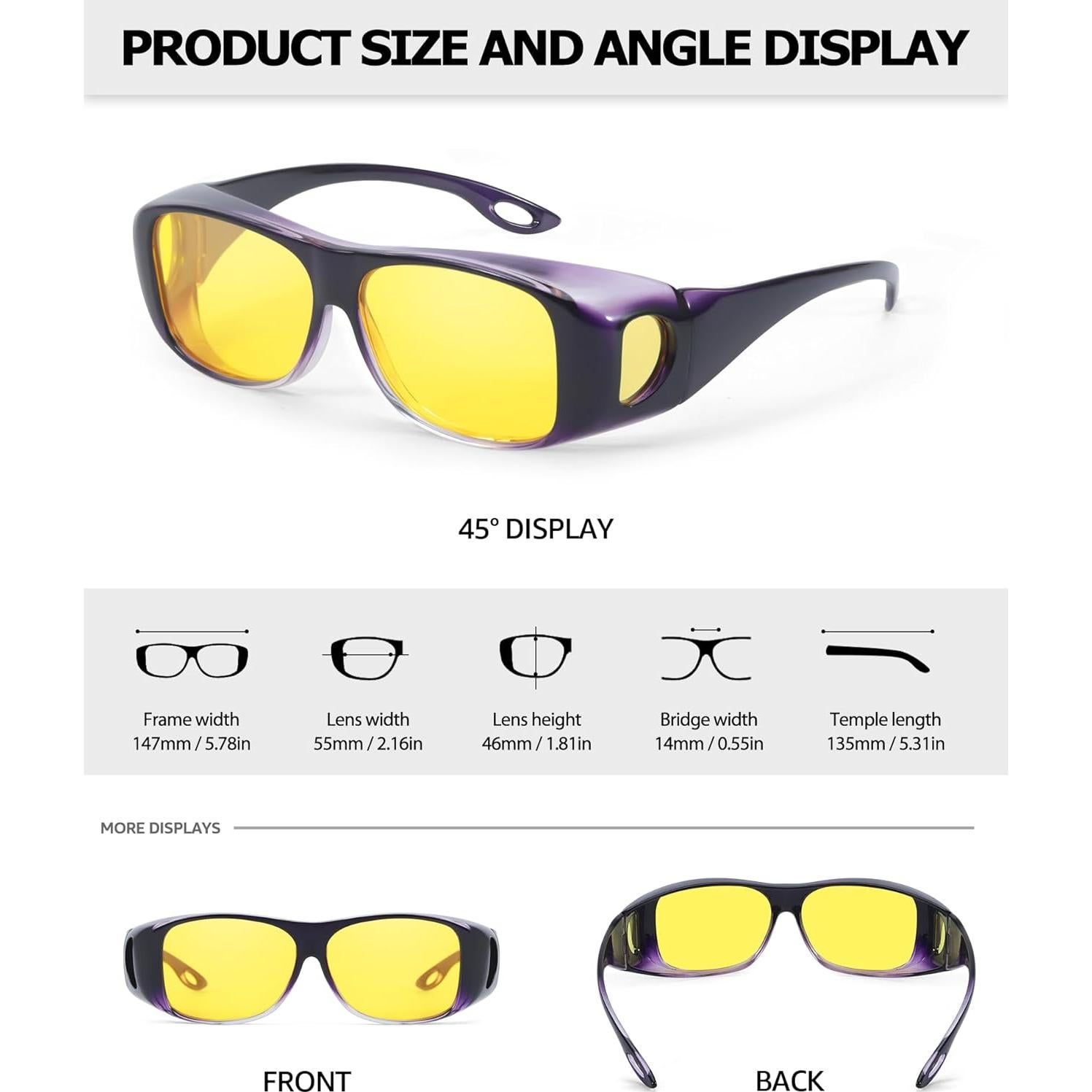 Gafas de Conducción Nocturna TJUTR Lente Amarillo Polarizado