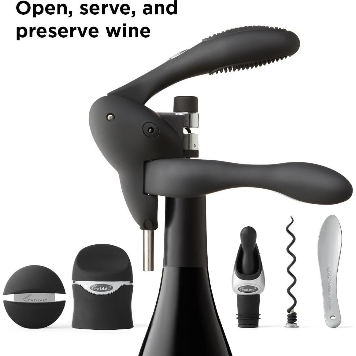 Kit de herramientas para vino Rabbit 6 piezas negro