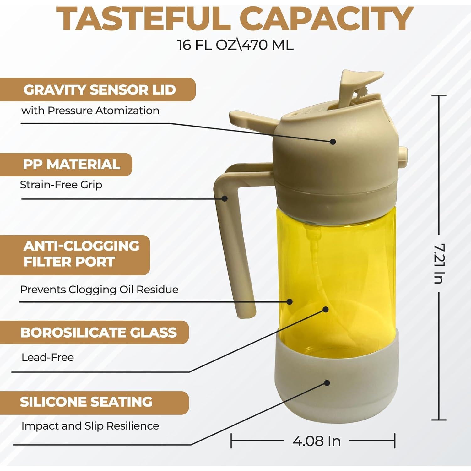 Botella Spray Aceite de Oliva MBO 470ml Vidrio Silicona