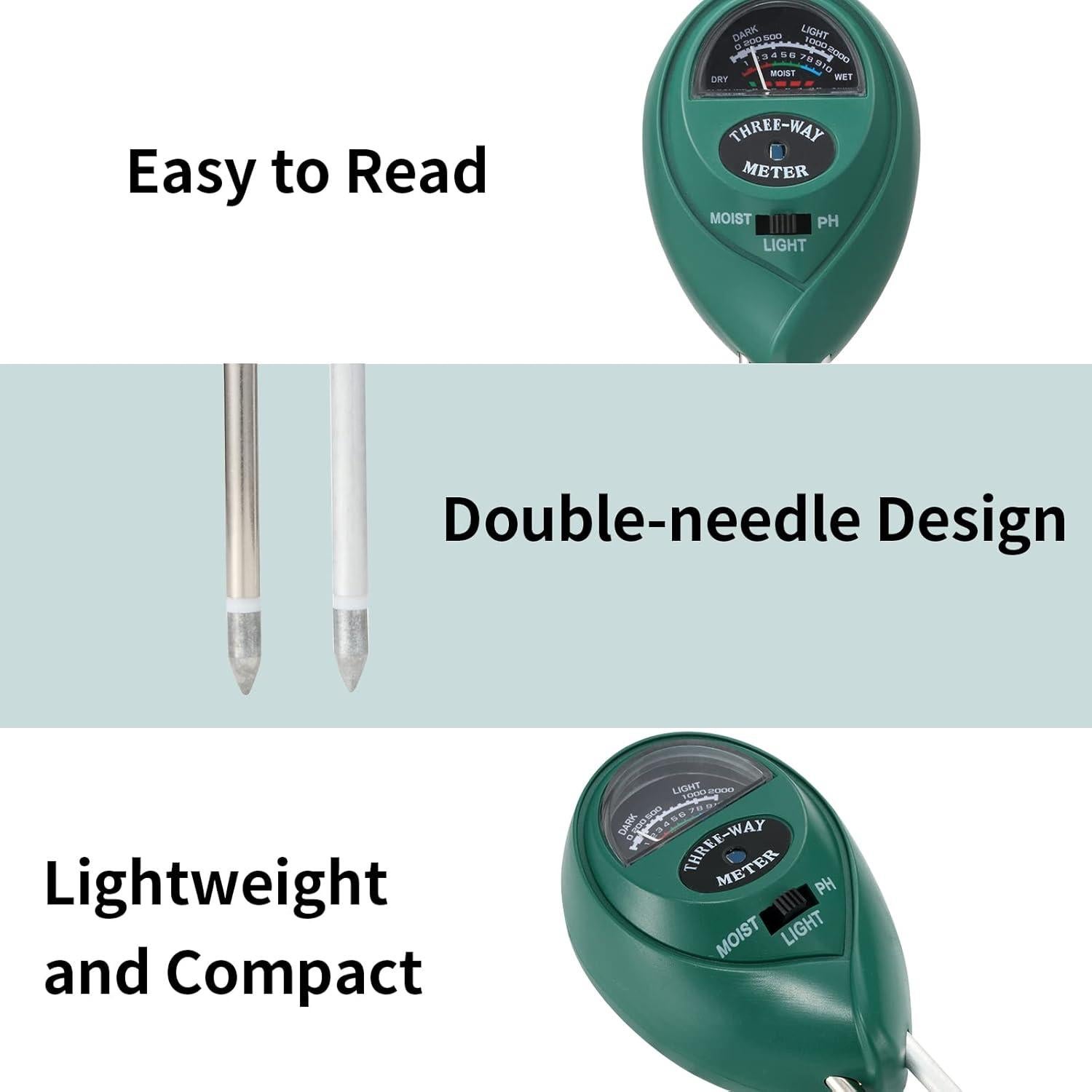 Medidor de Humedad del Suelo 3 en 1 Rngeo - 2 Paquetes