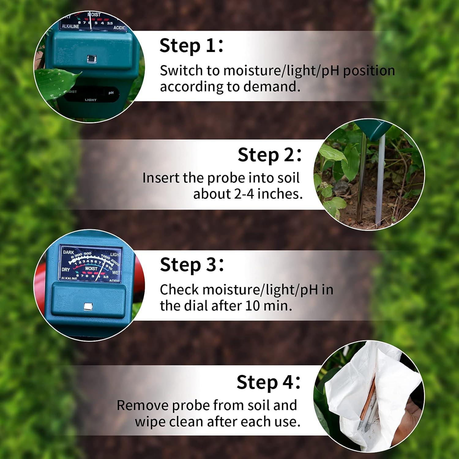 Medidor de Humedad Luz pH 3-en-1 MEASUREMAN 0,09 kg