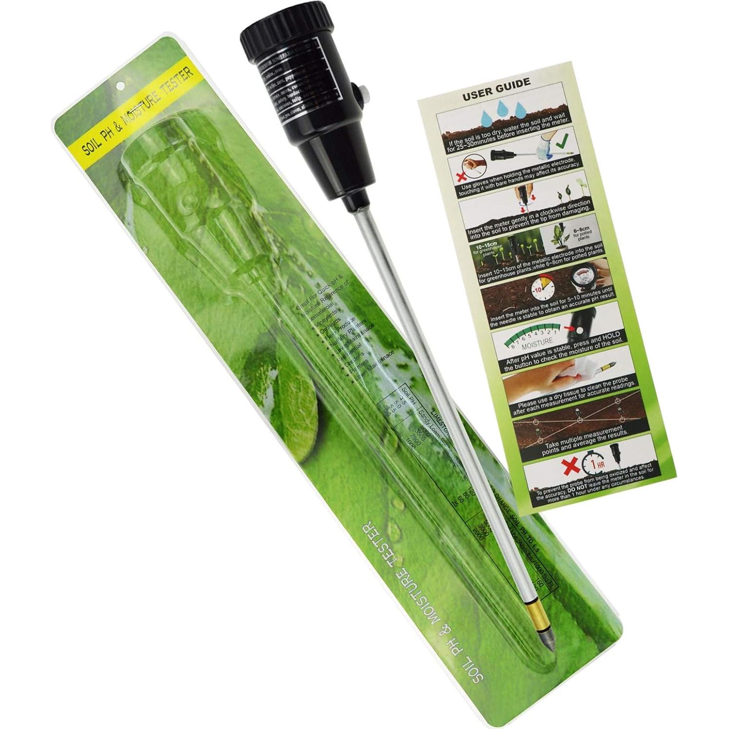 Medidor de pH y Humedad de Suelo Gain Express 295mm