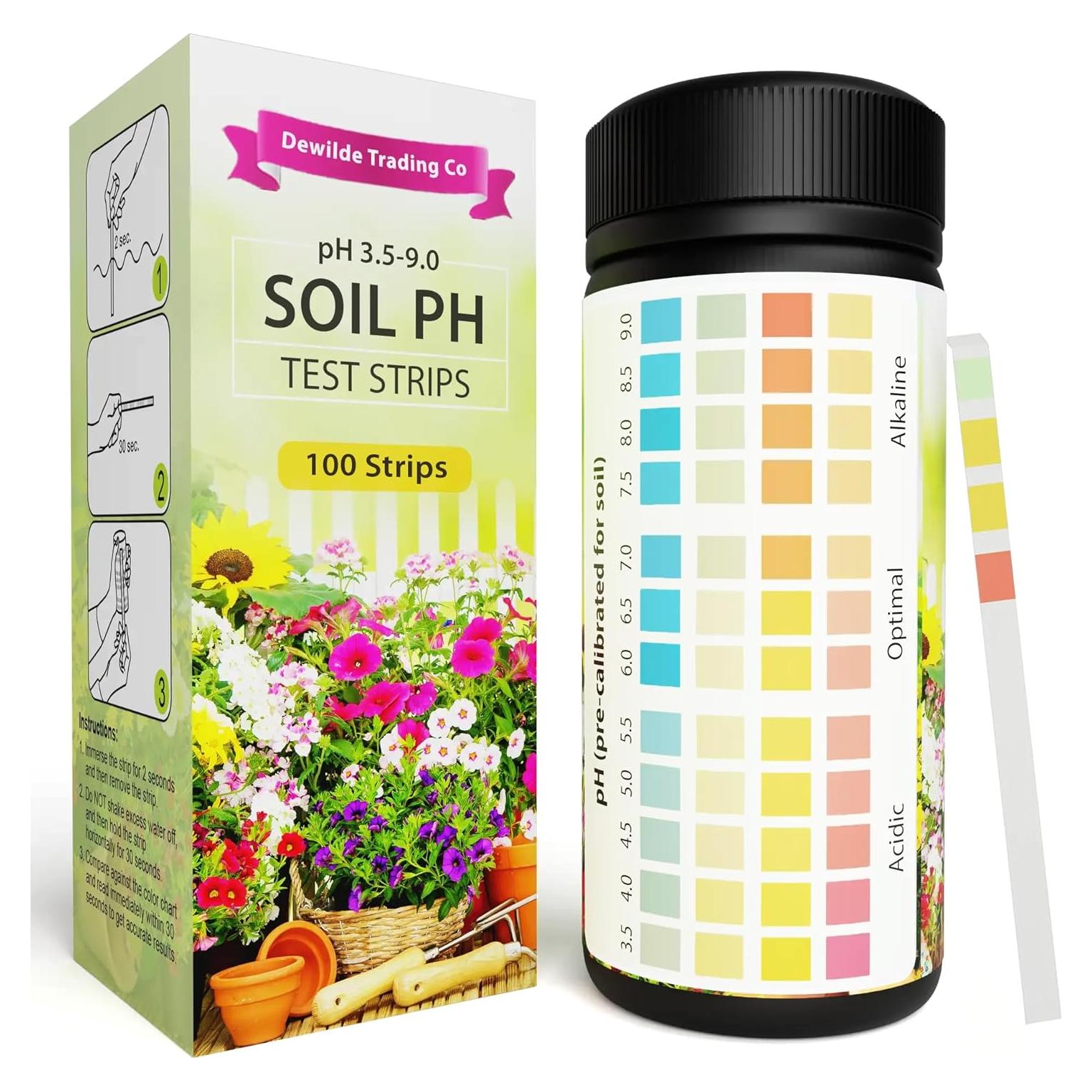 Kit de Prueba de pH del Suelo Dewildetradingco - 100 Tiras