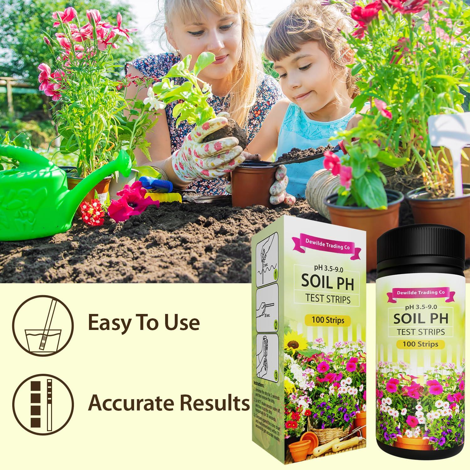 Kit de Prueba de pH del Suelo Dewildetradingco - 100 Tiras