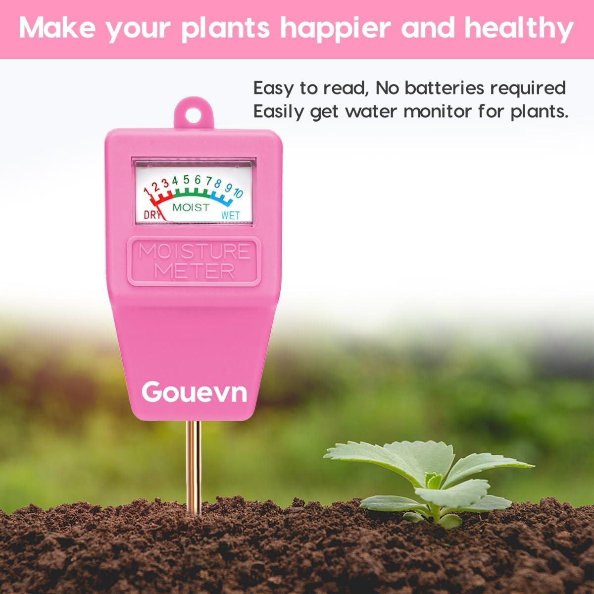 Medidor de Humedad del Suelo Gouevn para Plantas 27,7 cm Rosa