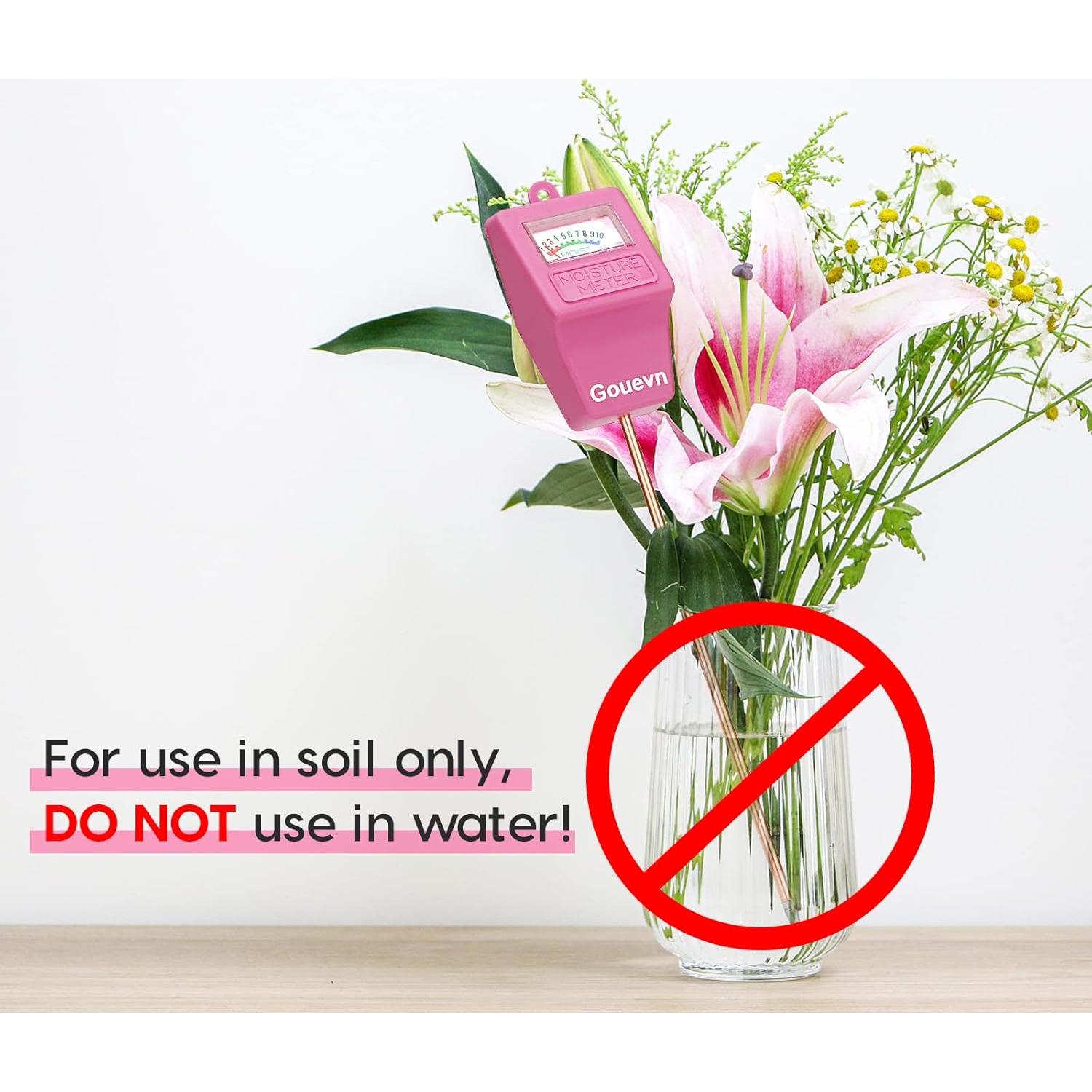 Medidor de Humedad del Suelo Gouevn para Plantas 27,7 cm Rosa