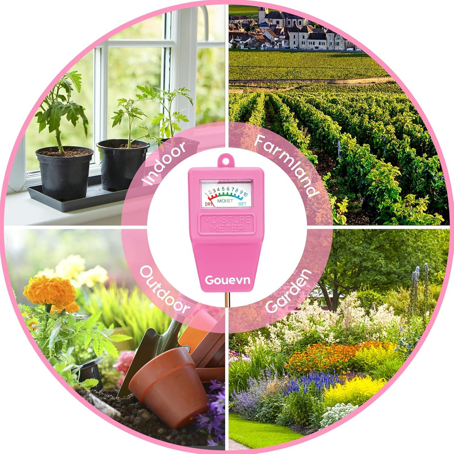 Medidor de Humedad del Suelo Gouevn para Plantas 27,7 cm Rosa