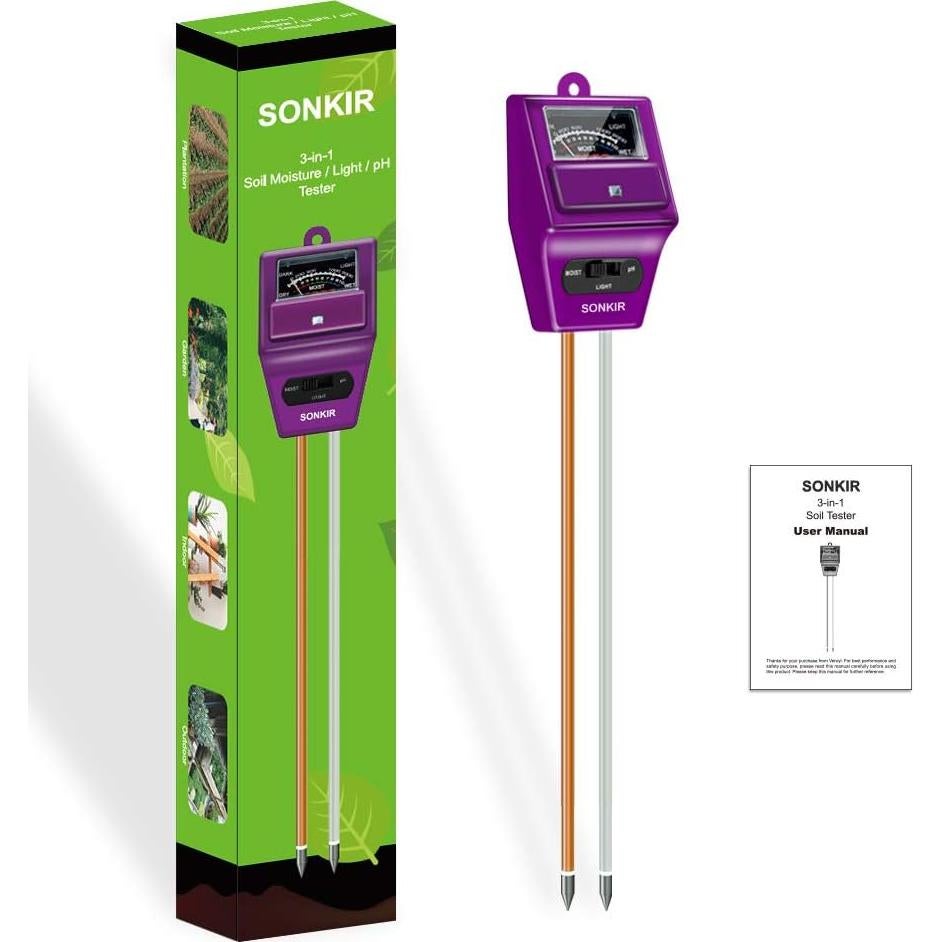 Medidor de pH del Suelo 3-en-1 Sonkir MS05 Humedad Luz