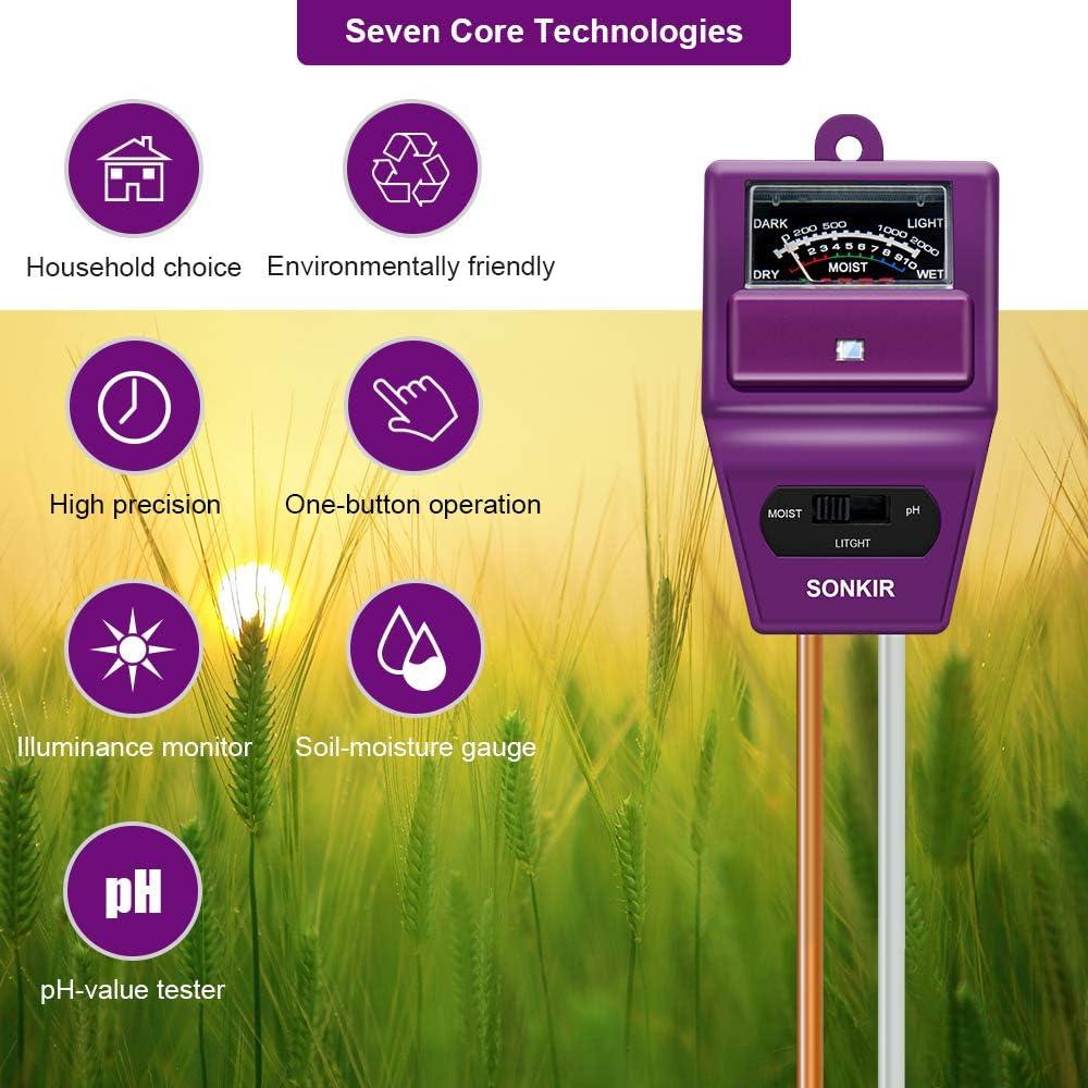 Medidor de pH del Suelo 3-en-1 Sonkir MS05 Humedad Luz