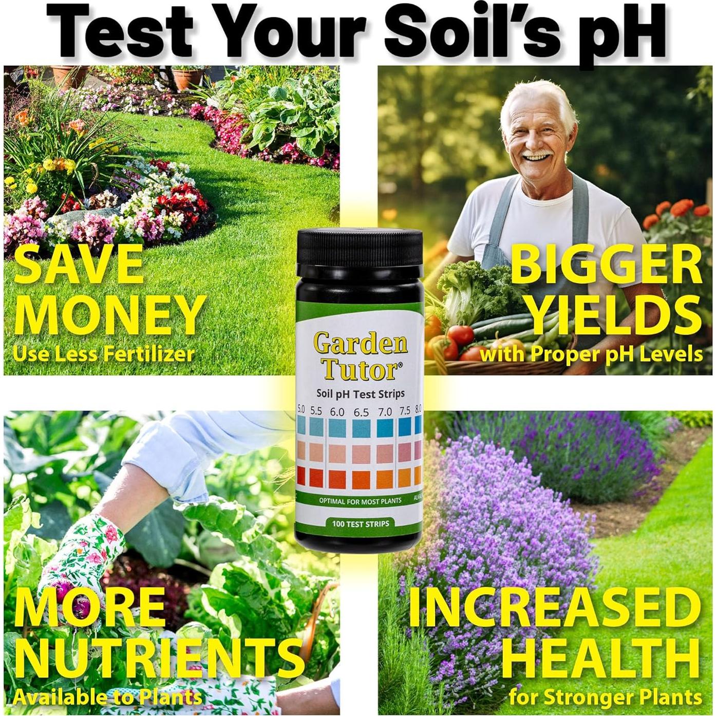 Kit de Prueba de pH del Suelo Garden Tutor - 100 Tiras