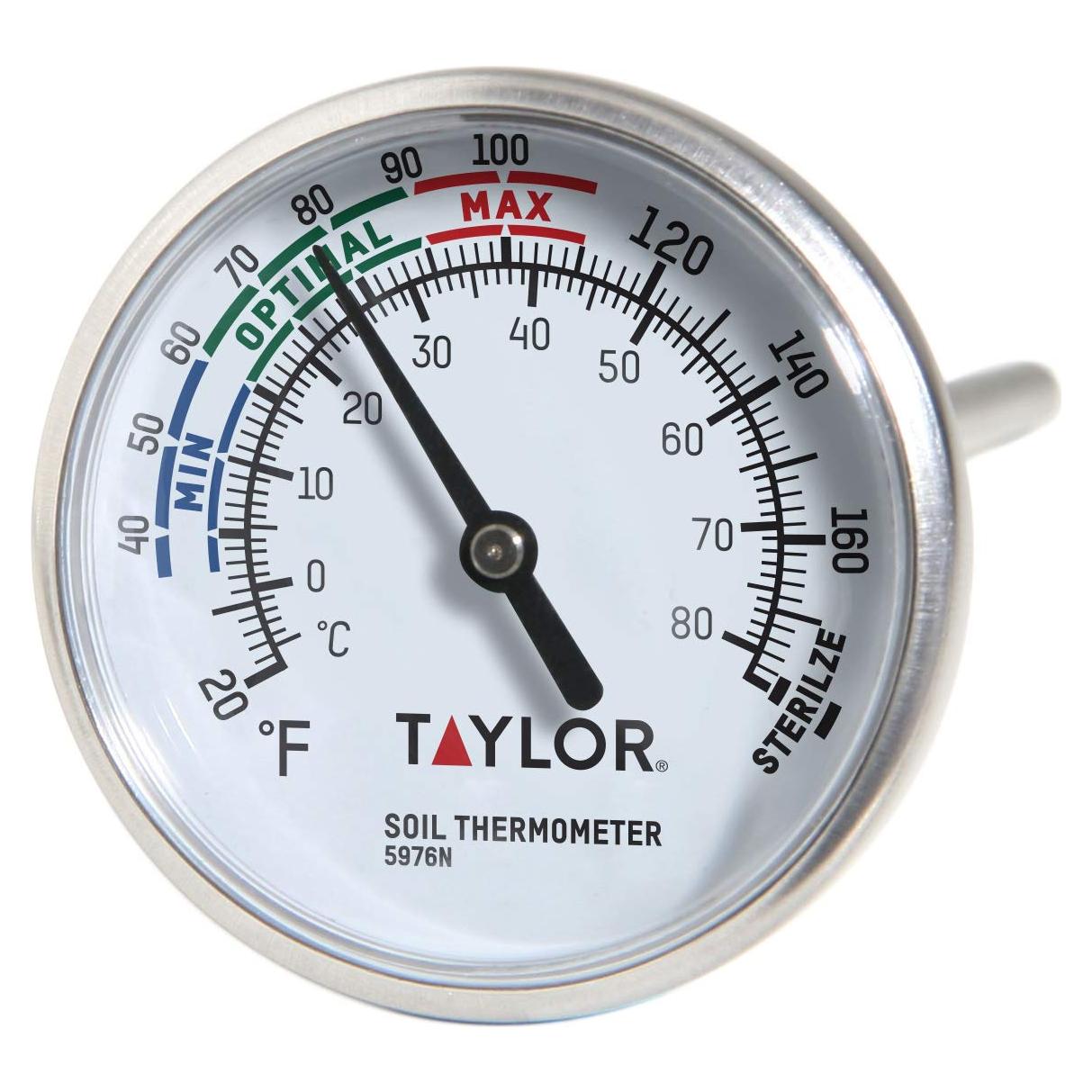 Termómetro de Suelo Taylor 10 cm Jardinería Acero Inoxidable