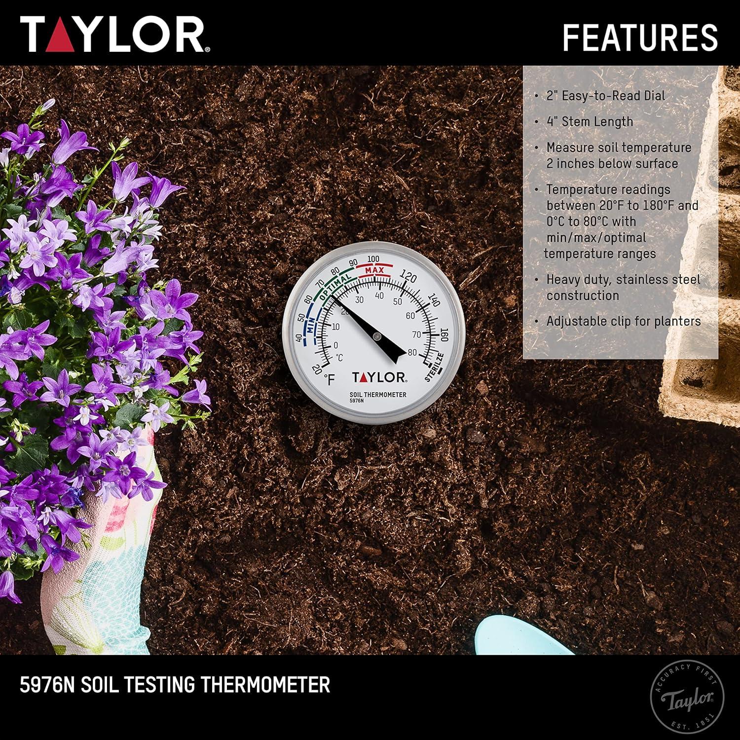 Termómetro de Suelo Taylor 10 cm Jardinería Acero Inoxidable