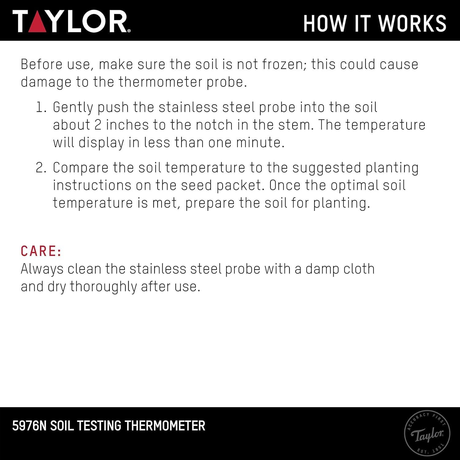 Termómetro de Suelo Taylor 10 cm Jardinería Acero Inoxidable