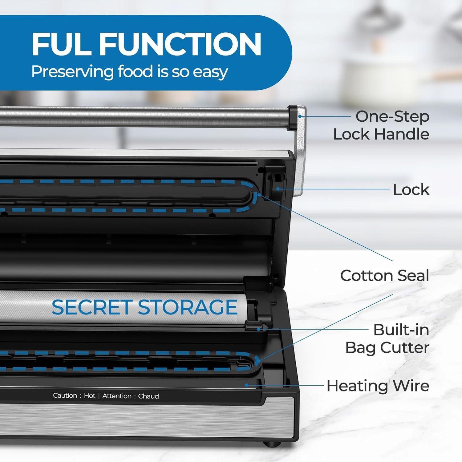 Sellador al vacío AKDGY 90Kpa acero inoxidable 130W