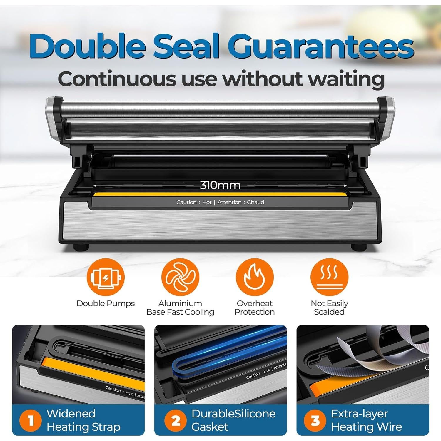 Sellador al vacío AKDGY 90Kpa acero inoxidable 130W