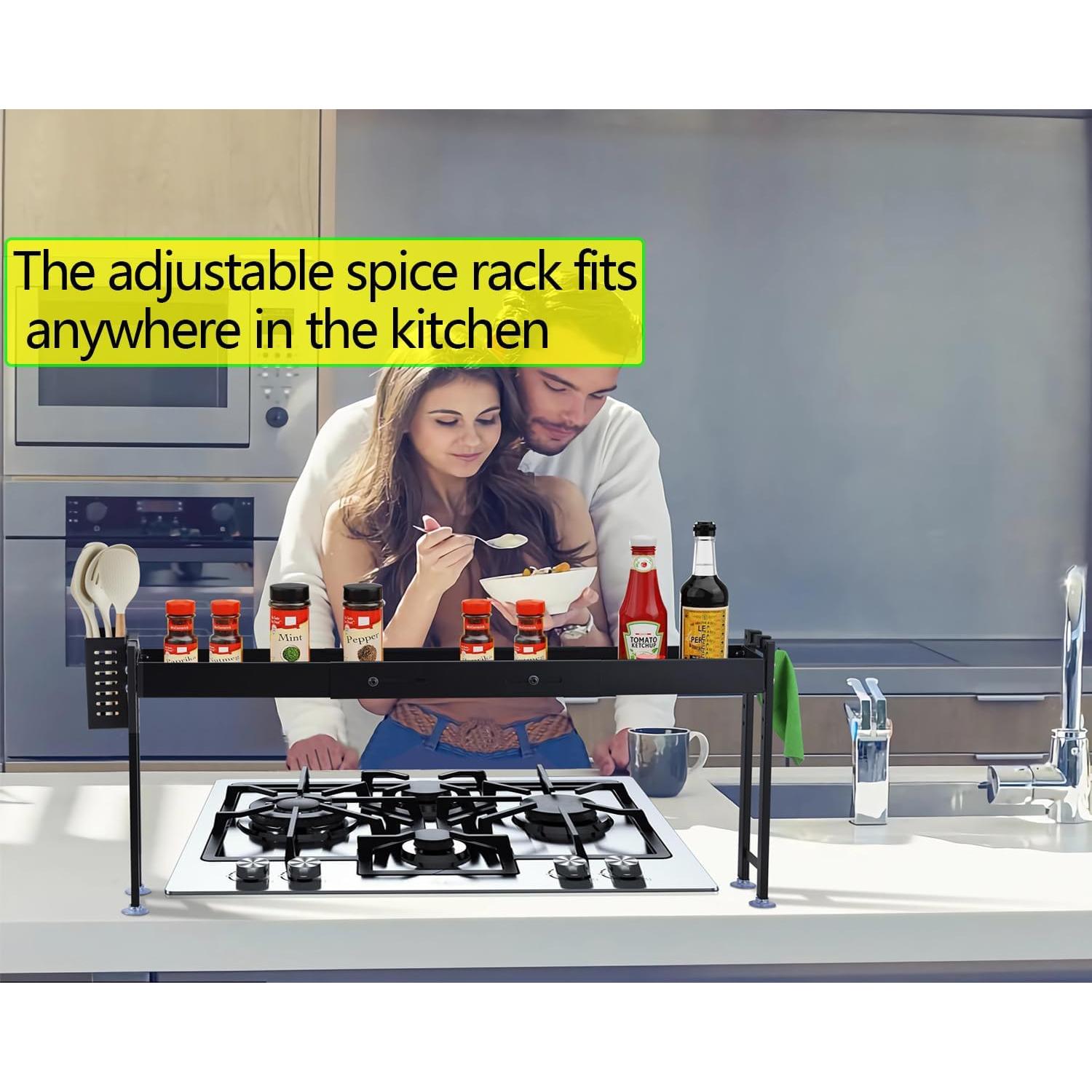 Estante de Especias Horynar Negro Ajustable 5 Niveles 37 cm