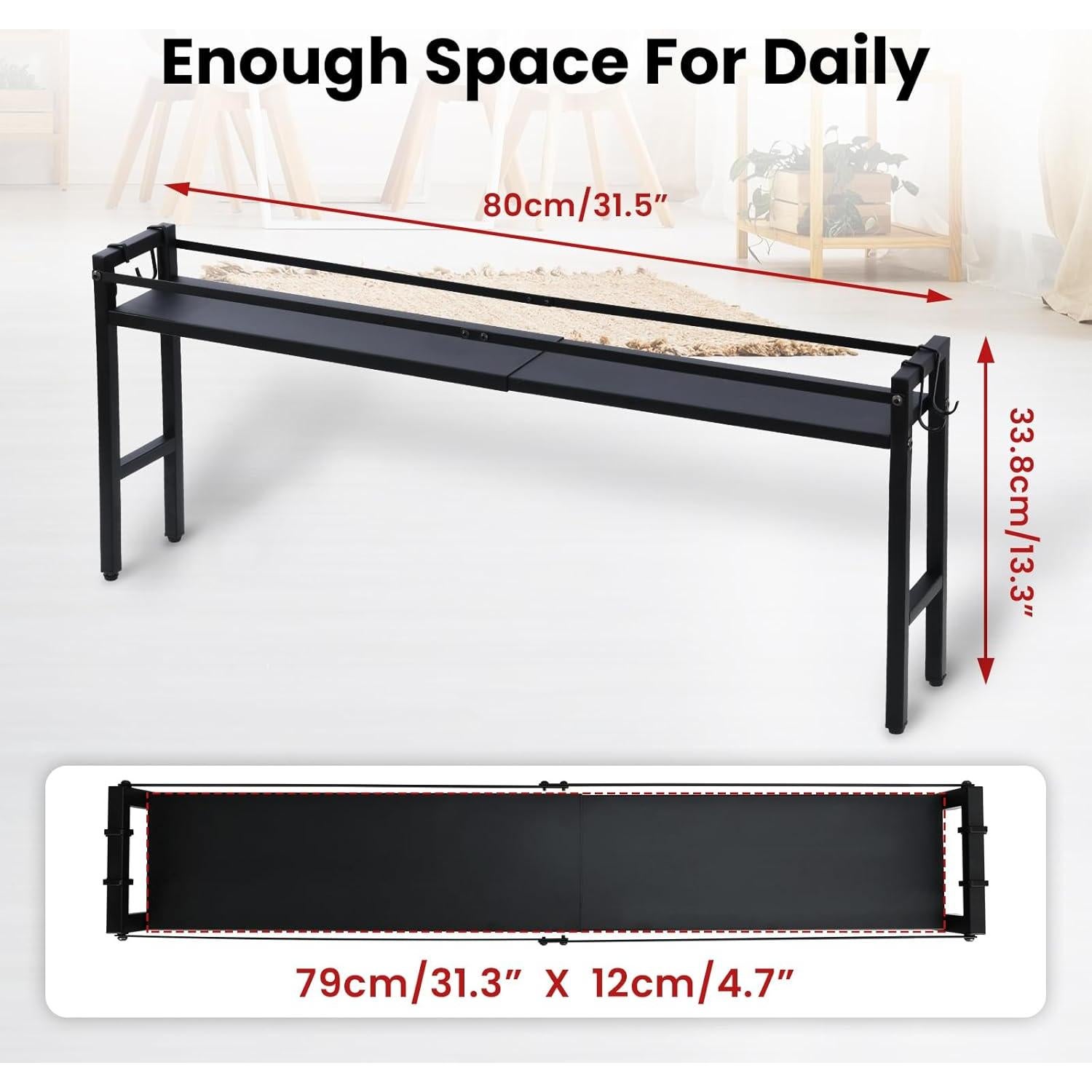 Estante Superior de Cocina Yudeke Negro 80x12x34 cm