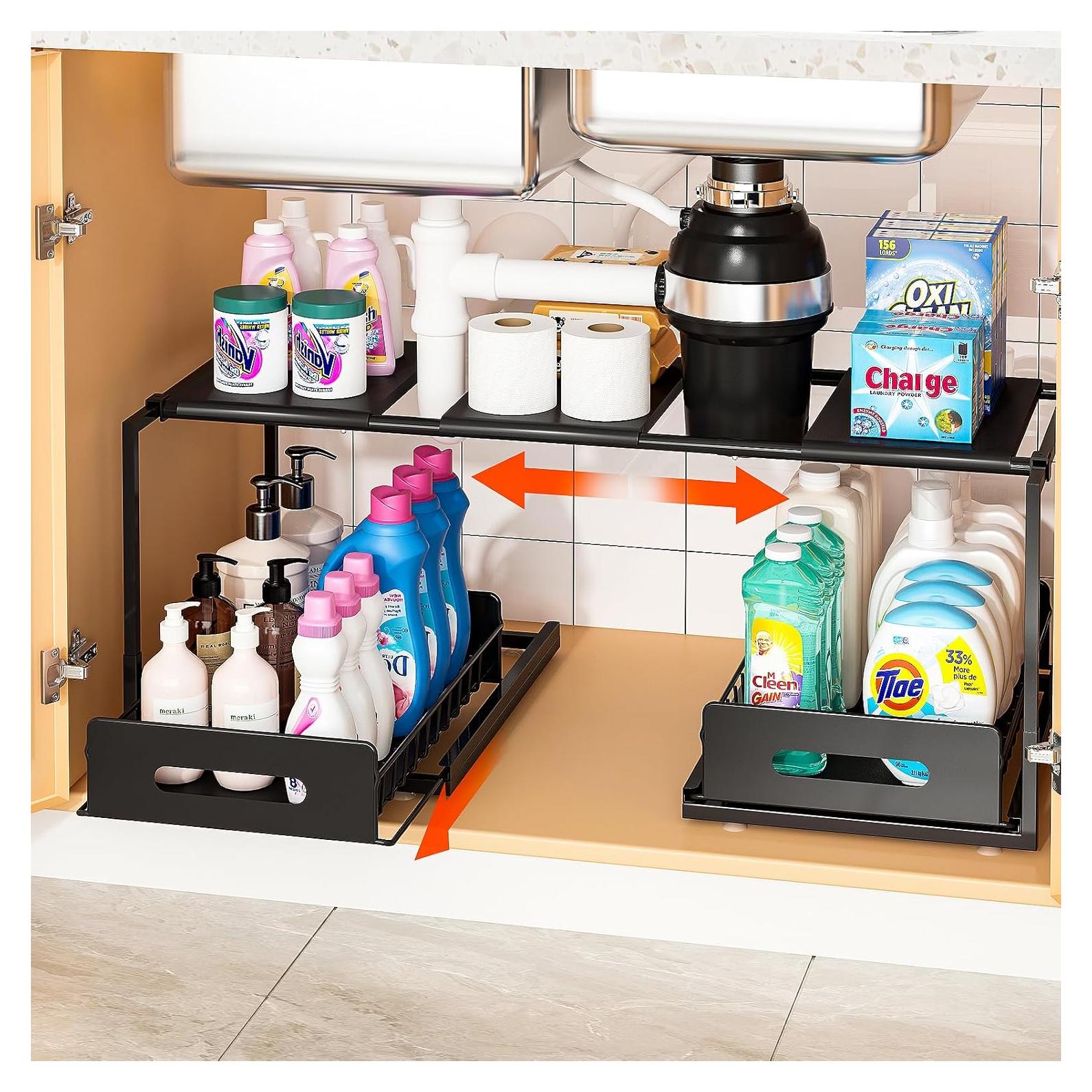 Organizador Expandible Bajo Fregadero REALINN 2 Niveles Negro