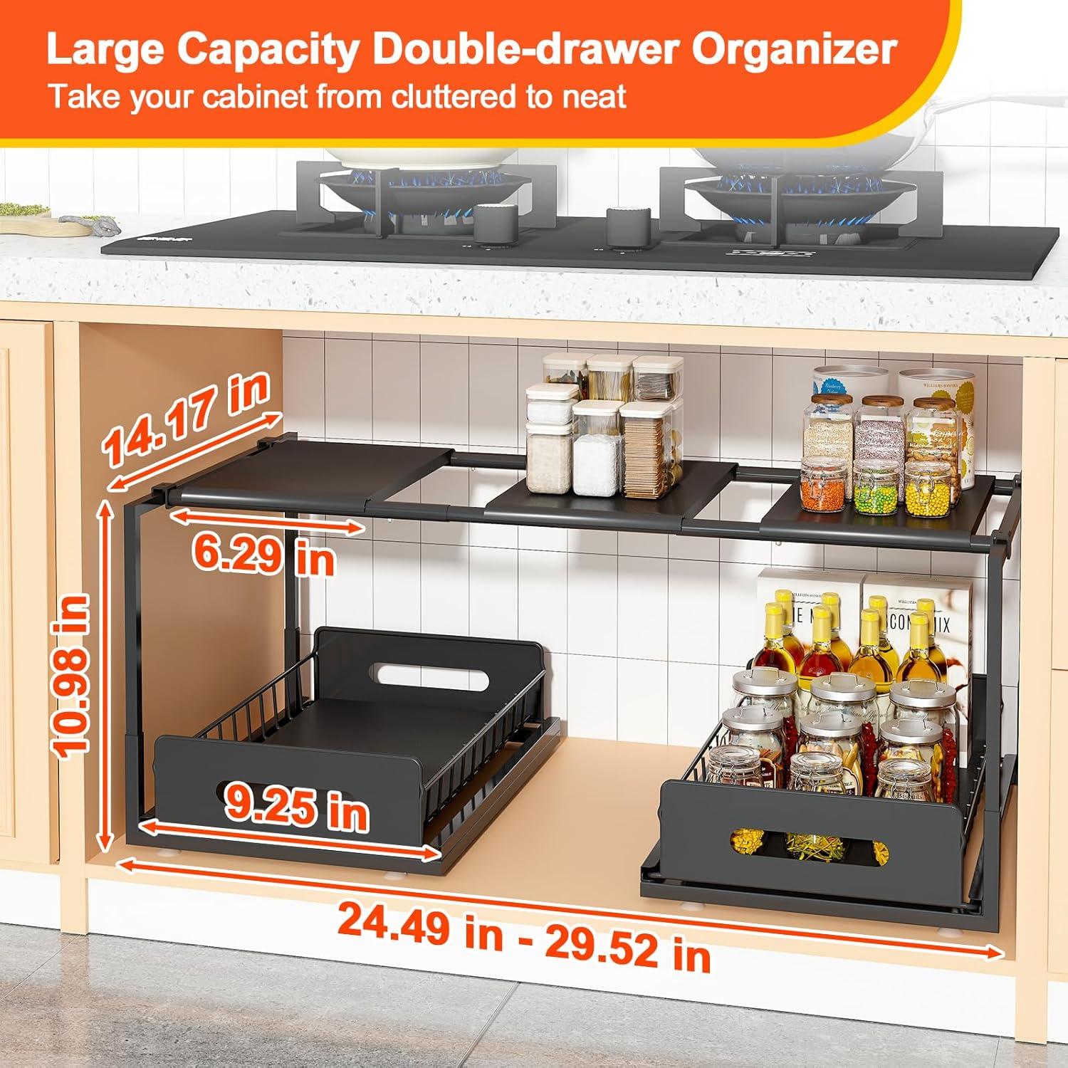 Organizador Expandible Bajo Fregadero REALINN 2 Niveles Negro