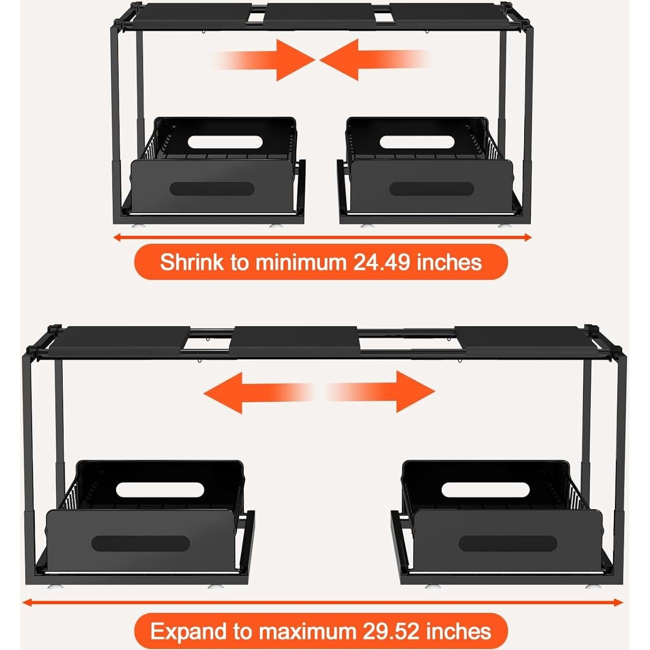 Organizador Expandible Bajo Fregadero REALINN 2 Niveles Negro