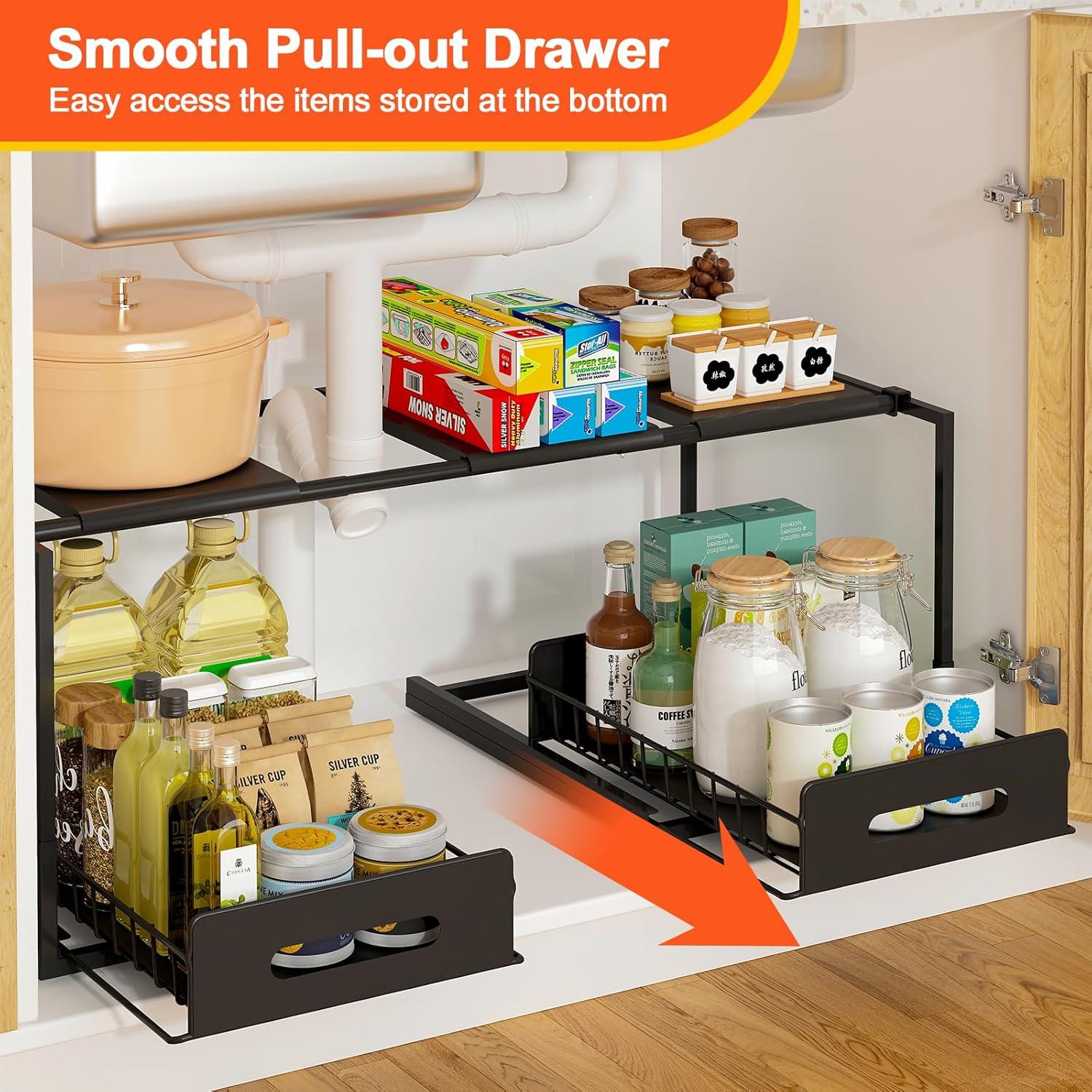 Organizador Expandible Bajo Fregadero REALINN 2 Niveles Negro