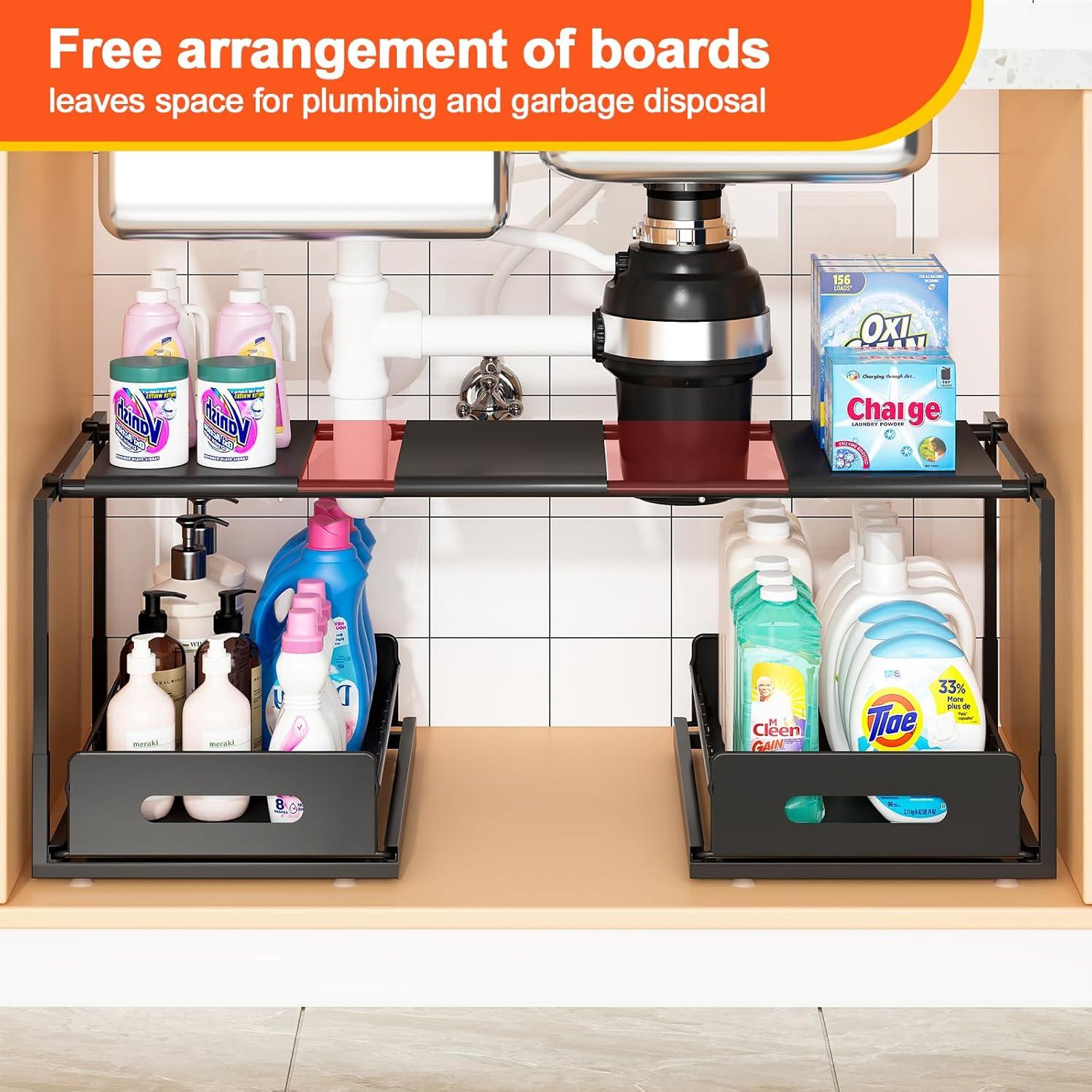 Organizador Expandible Bajo Fregadero REALINN 2 Niveles Negro