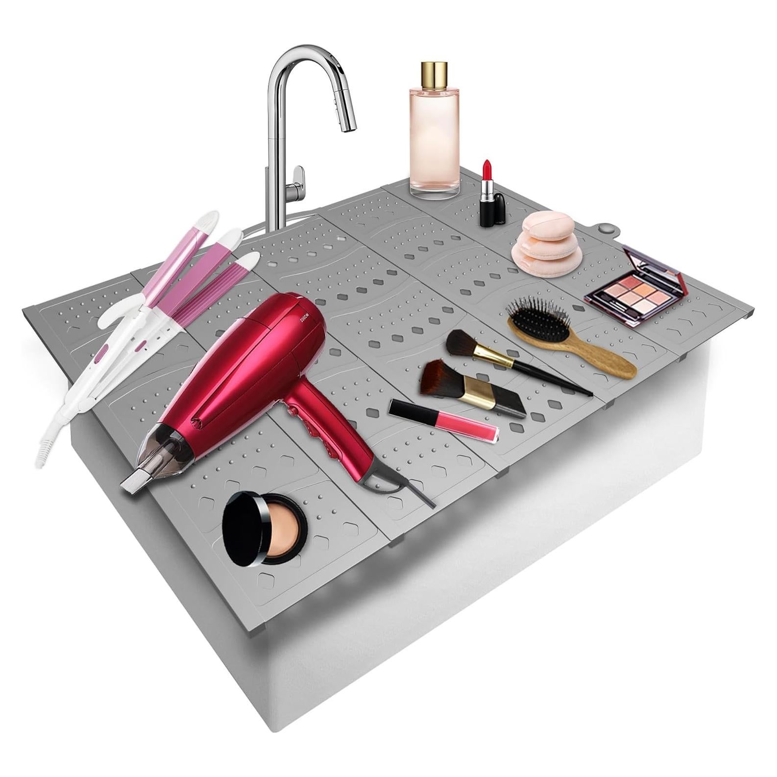 Cubierta de lavabo Mofason 51x40 cm gris organizador maquillaje