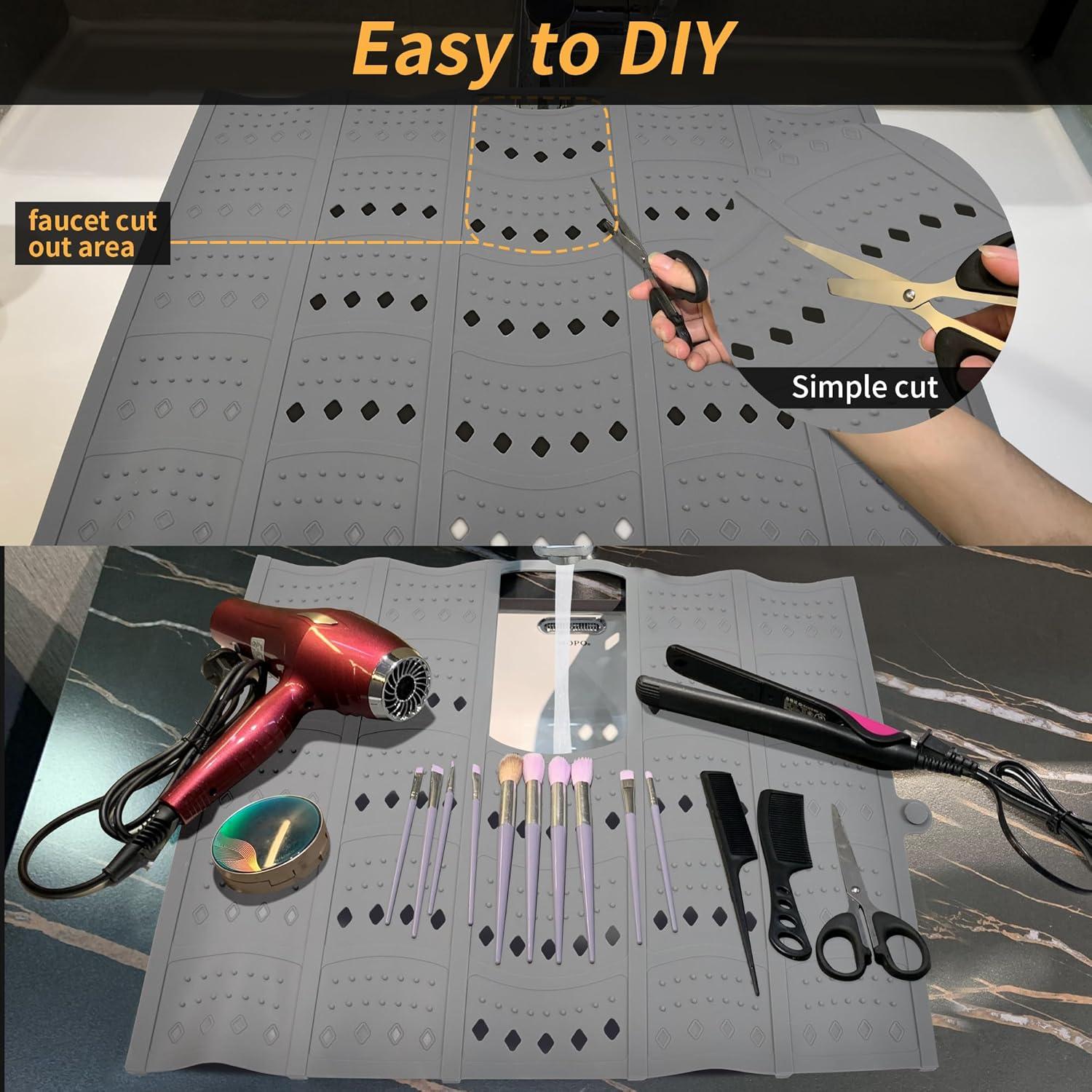 Cubierta de lavabo Mofason 51x40 cm gris organizador maquillaje