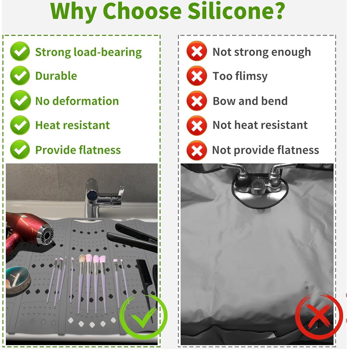 Cubierta de lavabo Mofason 51x40 cm gris organizador maquillaje