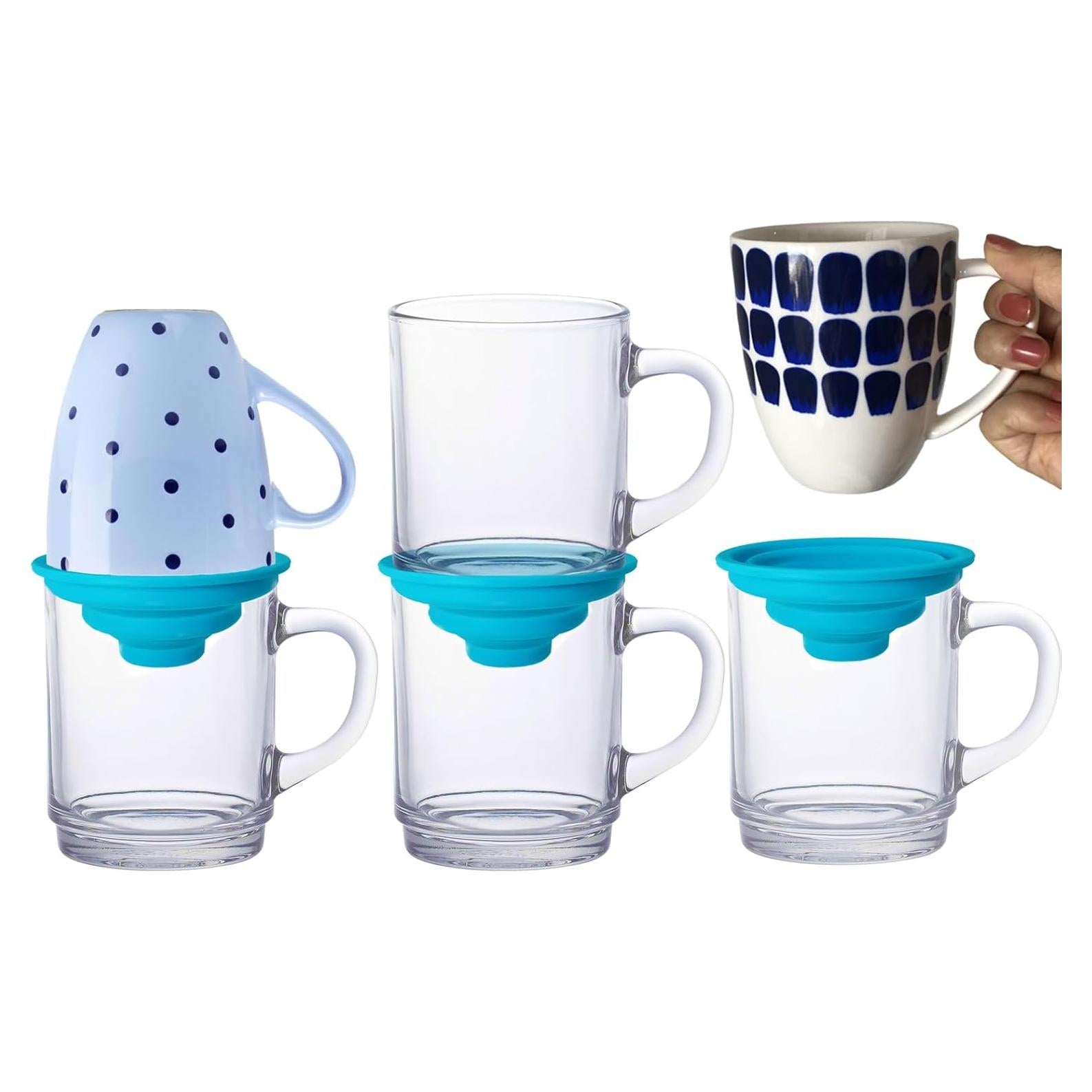Organizador apilable de tazas Aifeedi 3Pcs Azul silicona