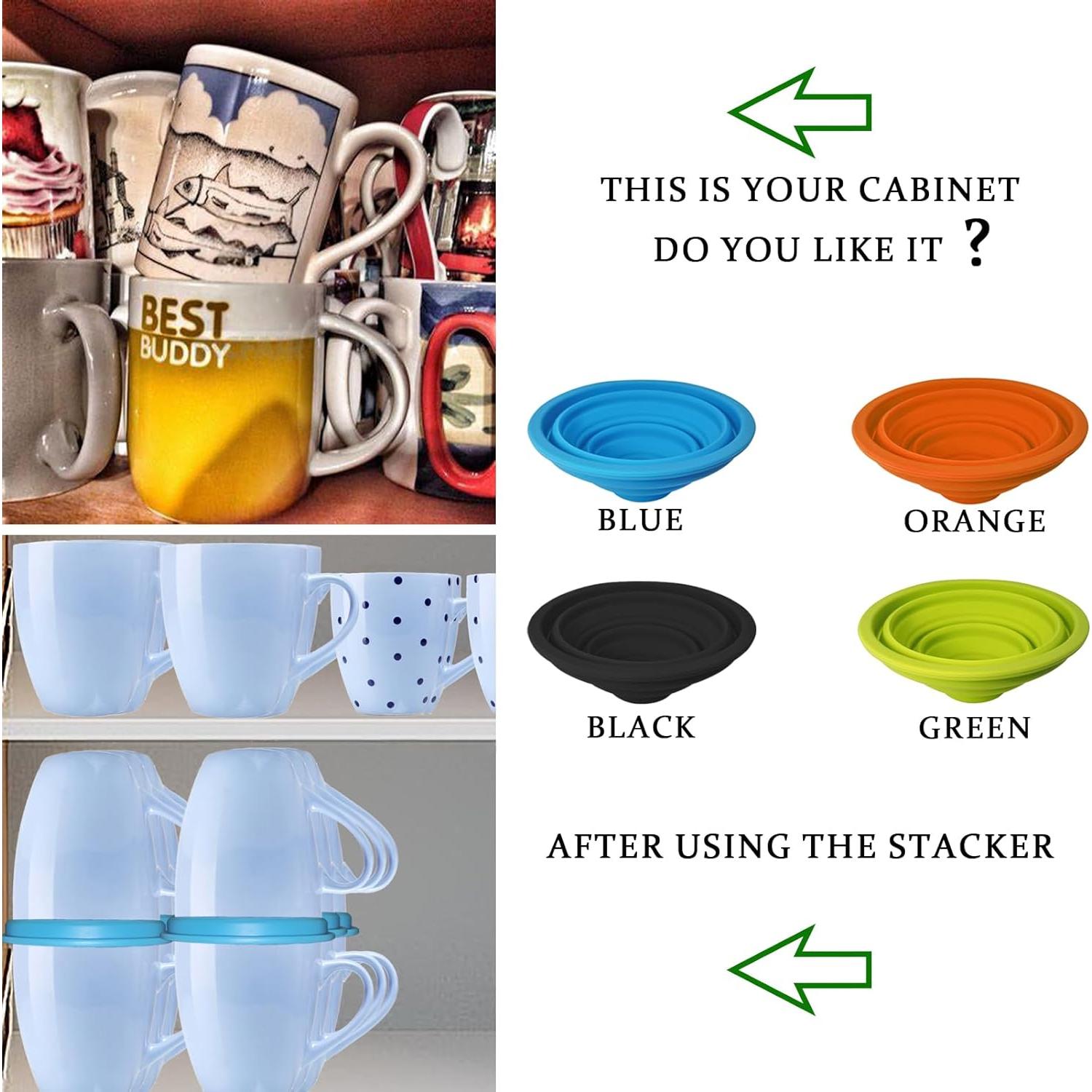 Organizador apilable de tazas Aifeedi 3Pcs Azul silicona