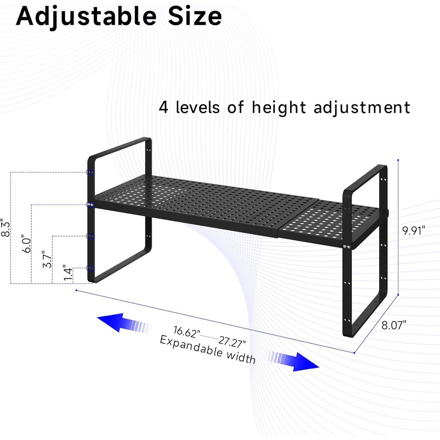 Organizador de Estantes Expandible KIKIBRO Negro 1 Paquete