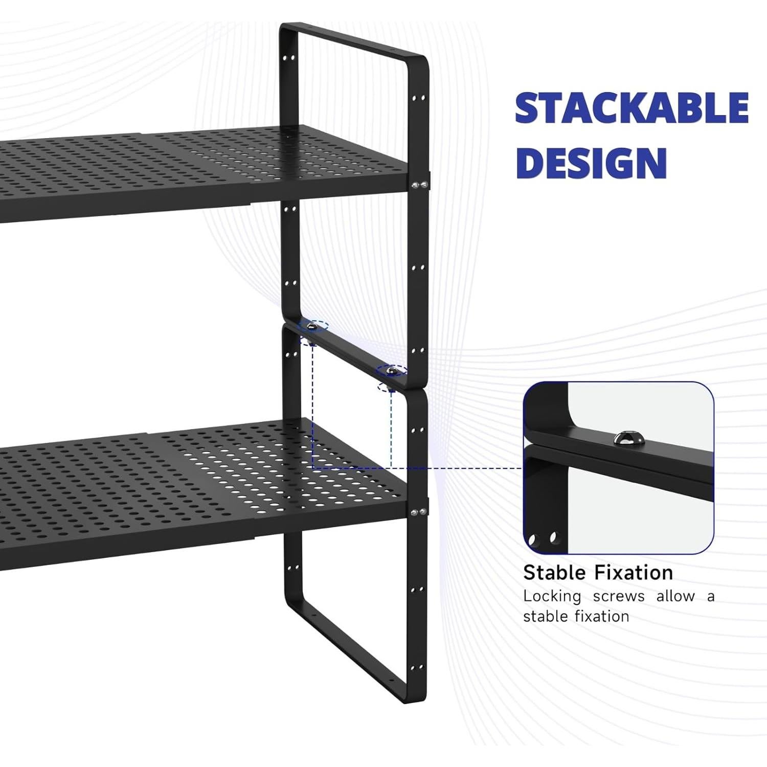 Organizador de Estantes Expandible KIKIBRO Negro 1 Paquete