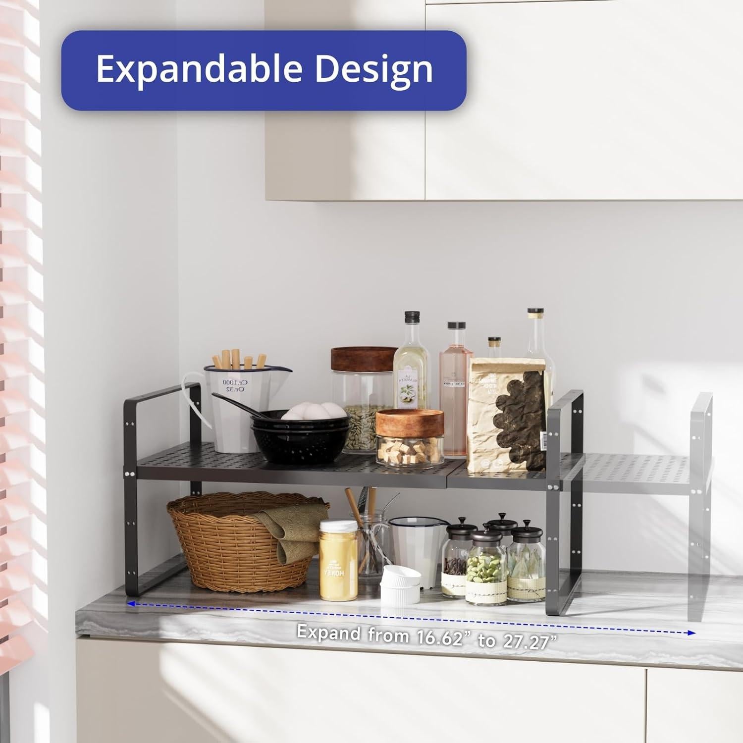 Organizador de Estantes Expandible KIKIBRO Negro 1 Paquete