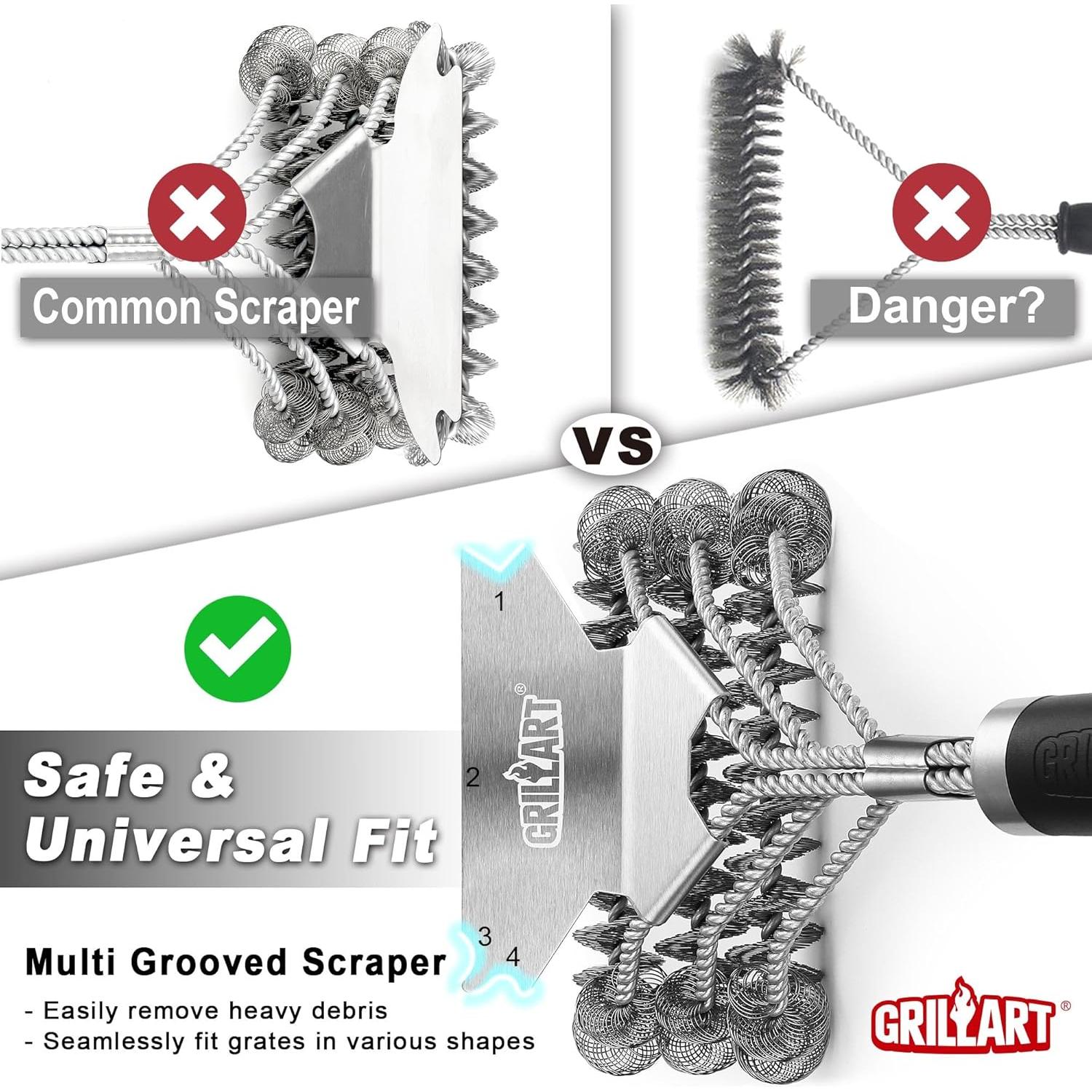 Limpiador de Parrilla Weetiee Sin Cerdas 45.72 cm Acero Inoxidable