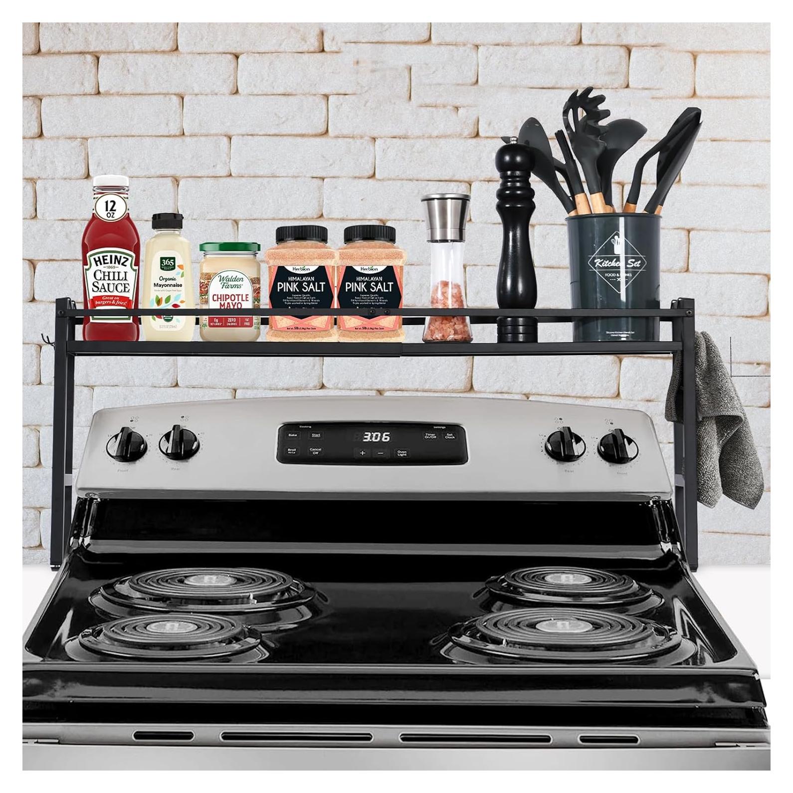 Estante de Cocina Yudeke Ajustable con Ganchos Negro 1.49kg