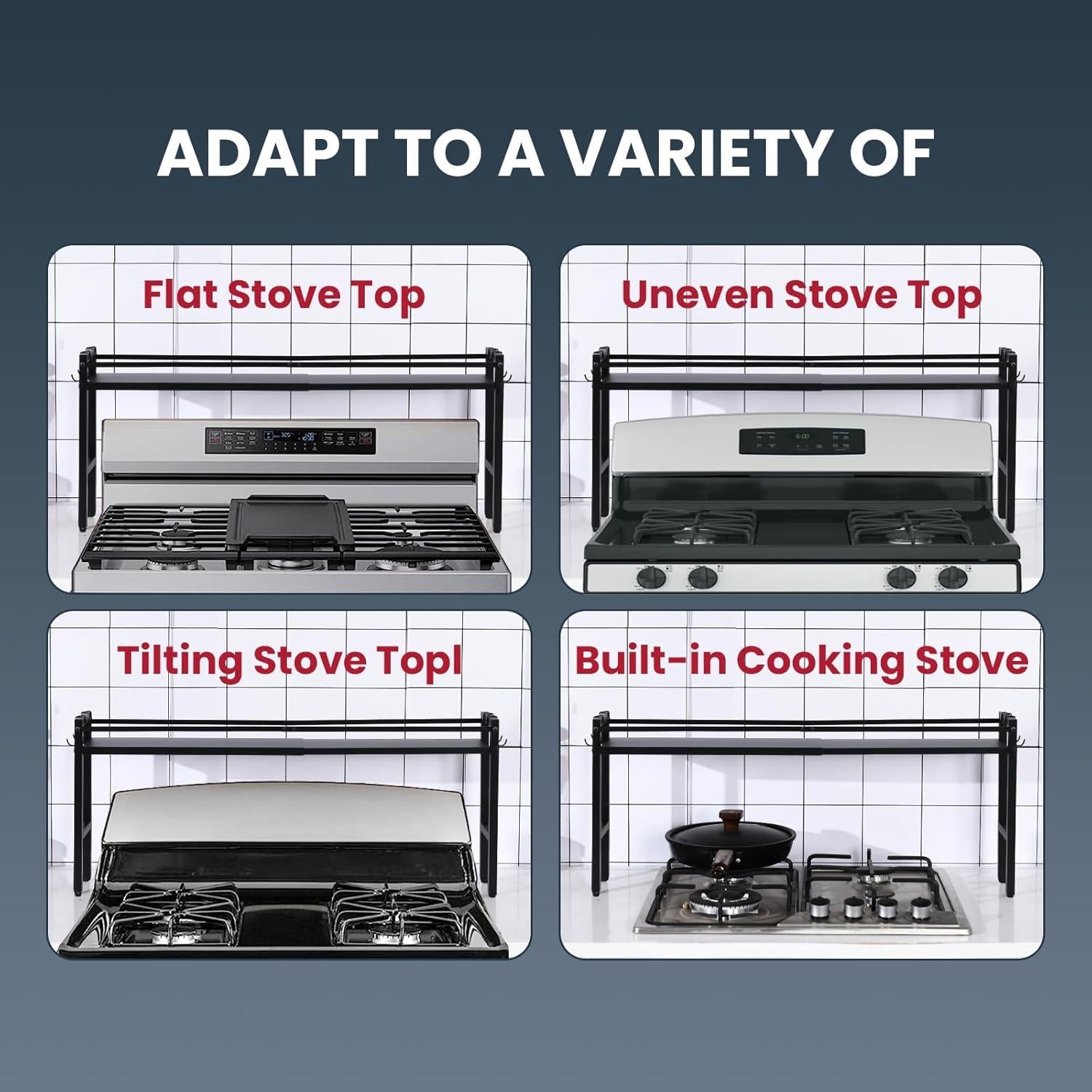 Estante de Cocina Yudeke Ajustable con Ganchos Negro 1.49kg