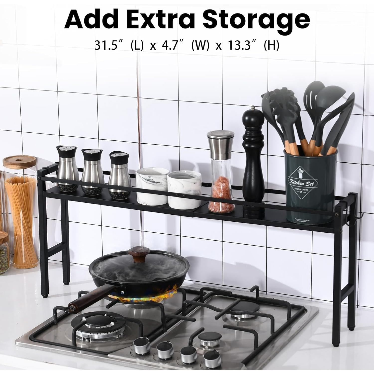 Estante de Cocina Yudeke Ajustable con Ganchos Negro 1.49kg